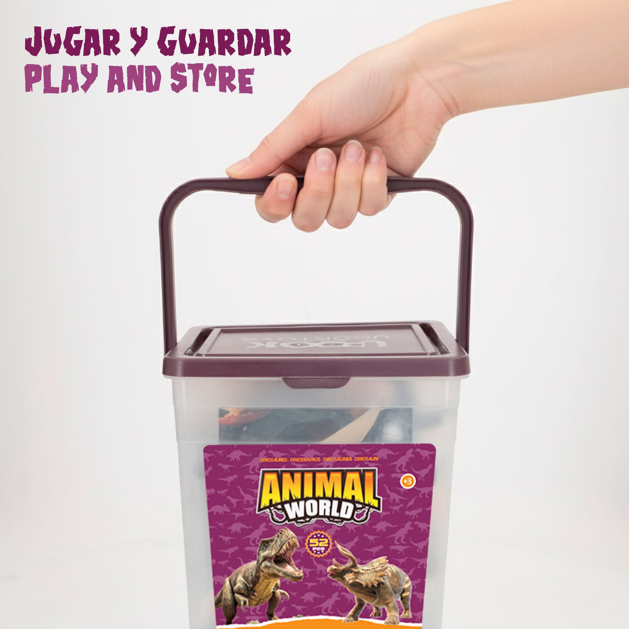 Conjunto de dinossauros com tapete e acessórios, 52 peças. Mundo Animal.