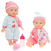 Conjunto de 2 bonecas bebés de 30 cm com acessórios Colorbaby's
