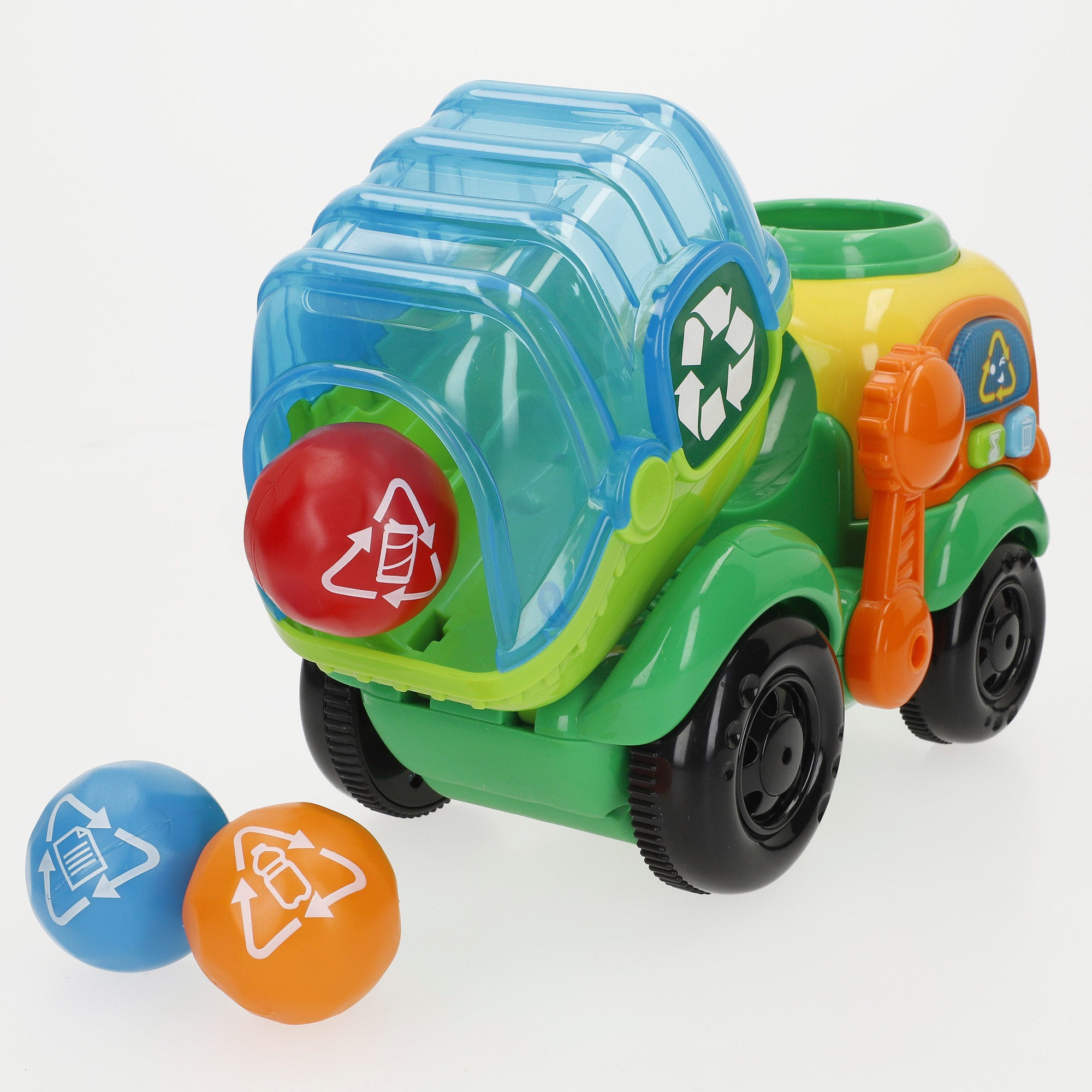 Camião de reciclagem de puxar Winfun com luzes, frases e sons.
