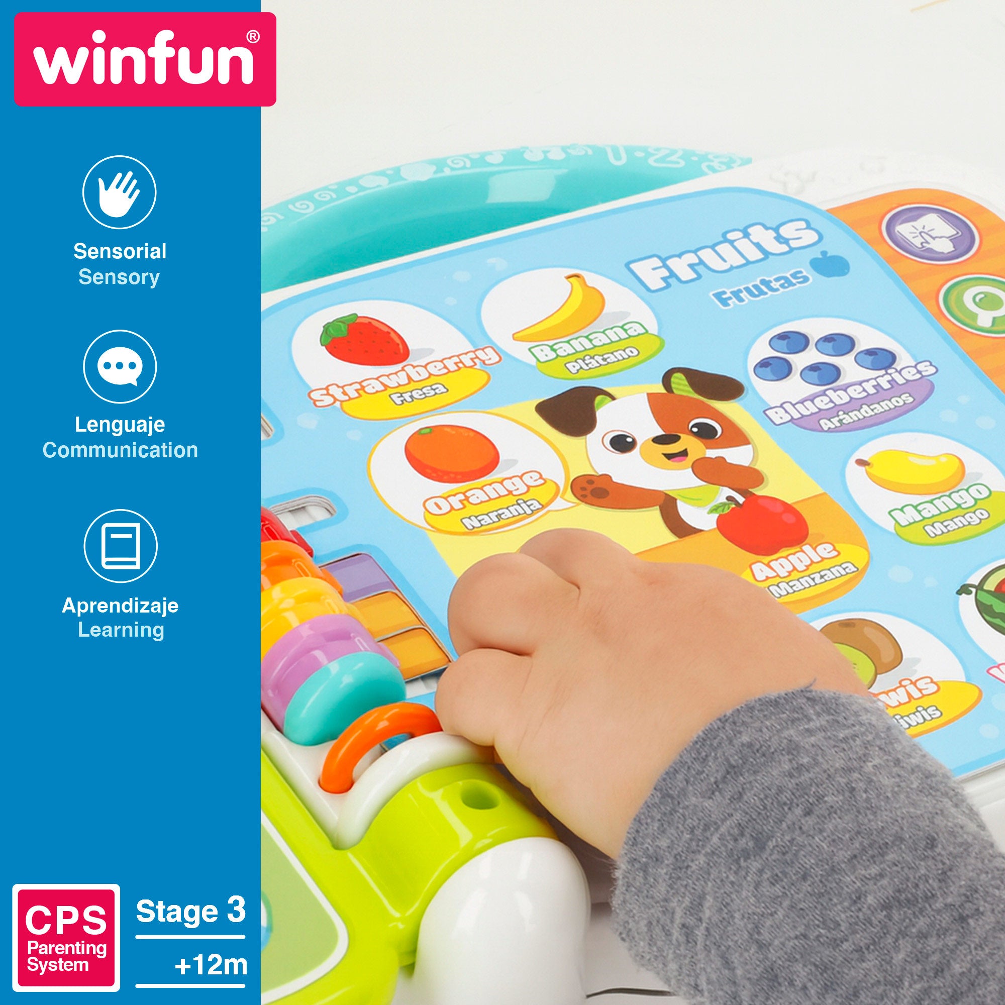 Livro Winfun para aprender as primeiras palavras em espanhol e inglês.