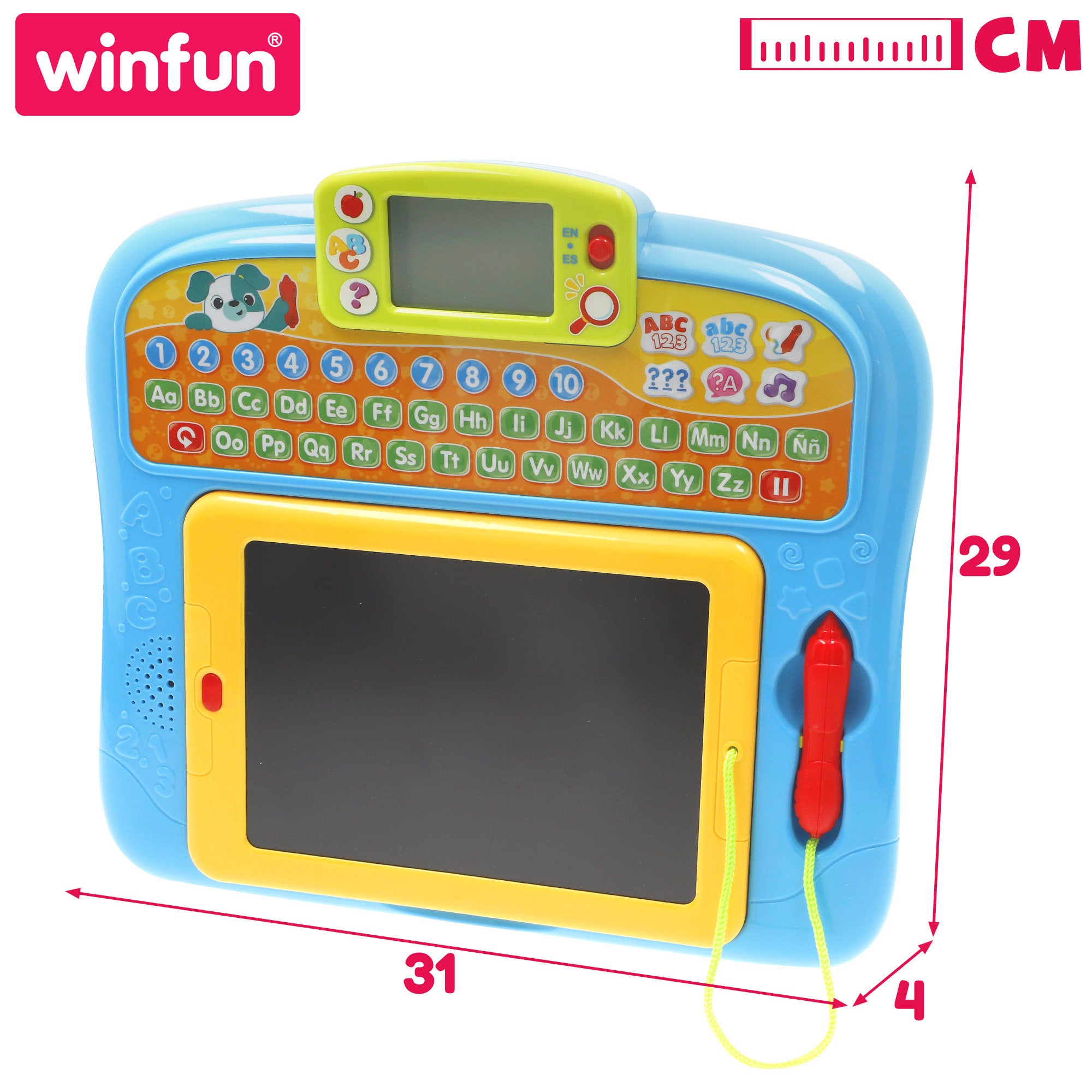 Tablet de aprendizagem bilingue Winfun com painel de desenho