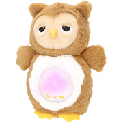 Coruja de peluche Winfun com luzes e sons relaxantes.