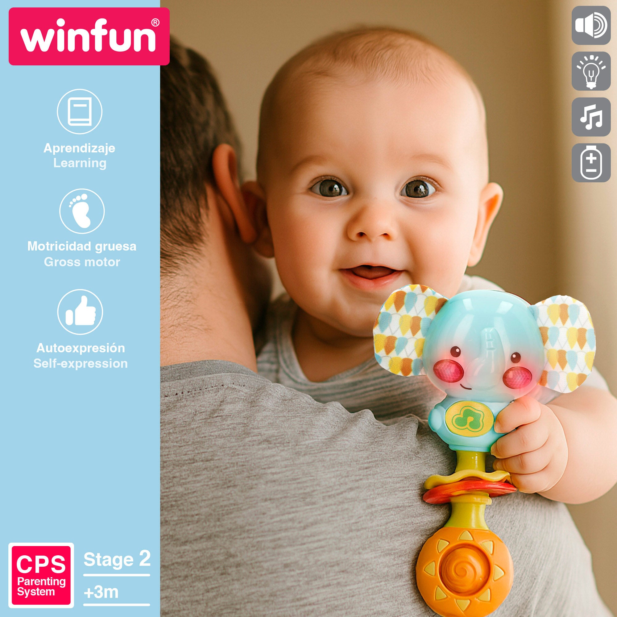 Chocalho musical de elefante bebé Winfun