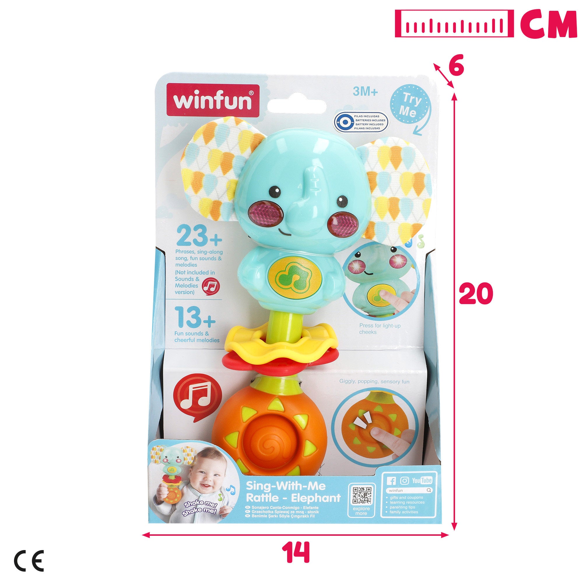 Chocalho musical de elefante bebé Winfun