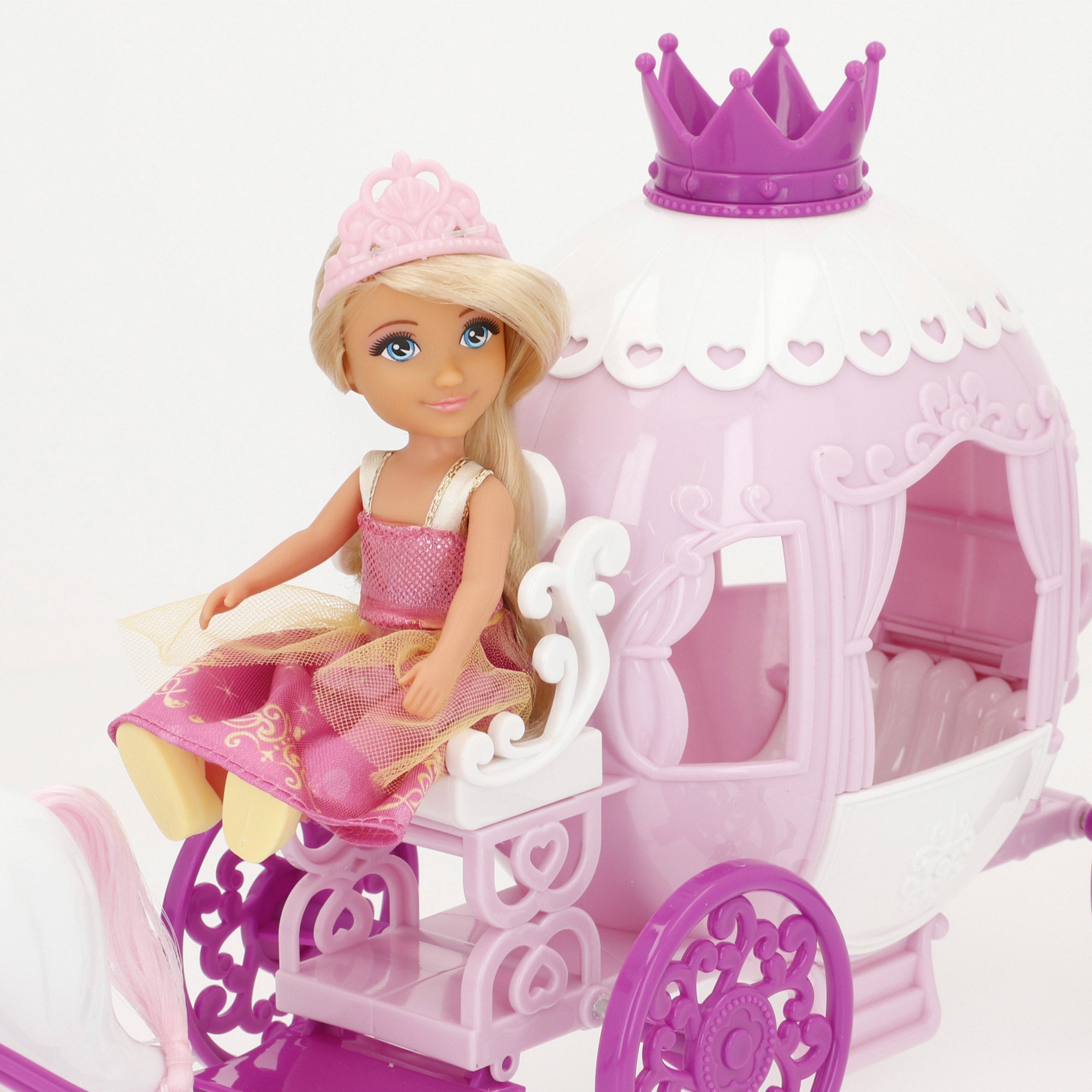 Boneca Bela Princesa de 15cm com Carruagem