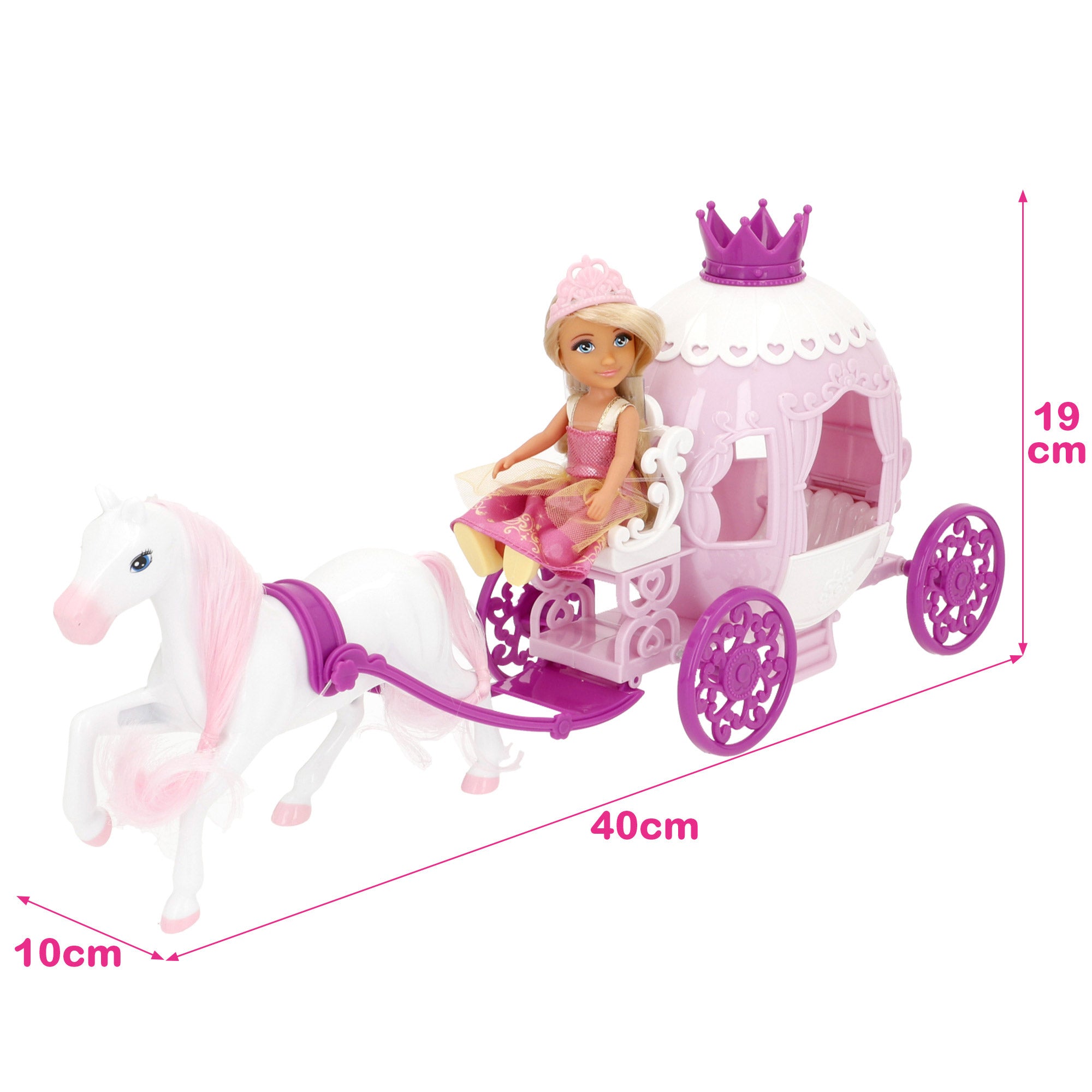Boneca Bela Princesa de 15cm com Carruagem