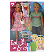 Conjunto de 2 bonecos articulados de 30 cm, Enzo e Isabella.