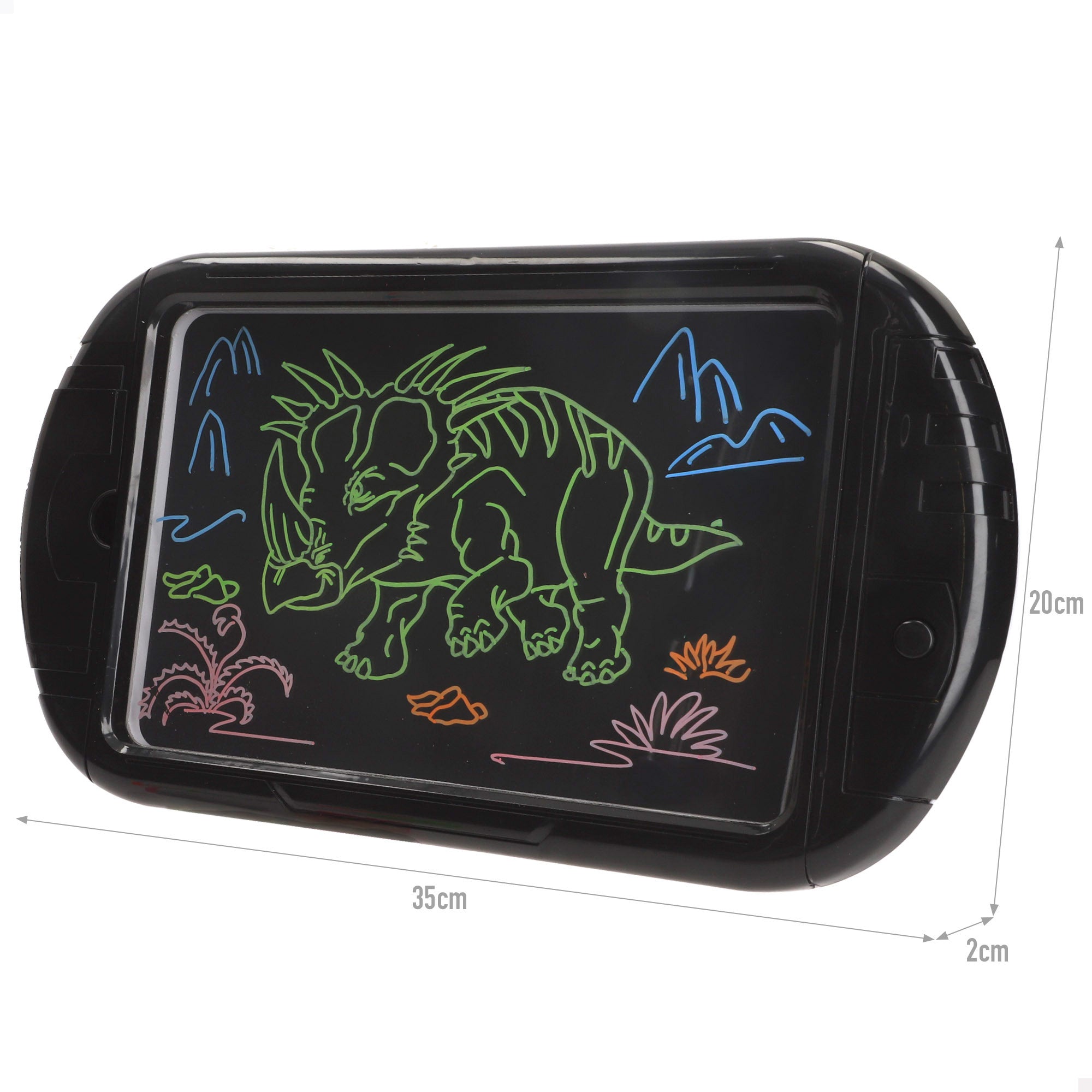 Tablet néon com desenhos e marcadores. Boa ideia!