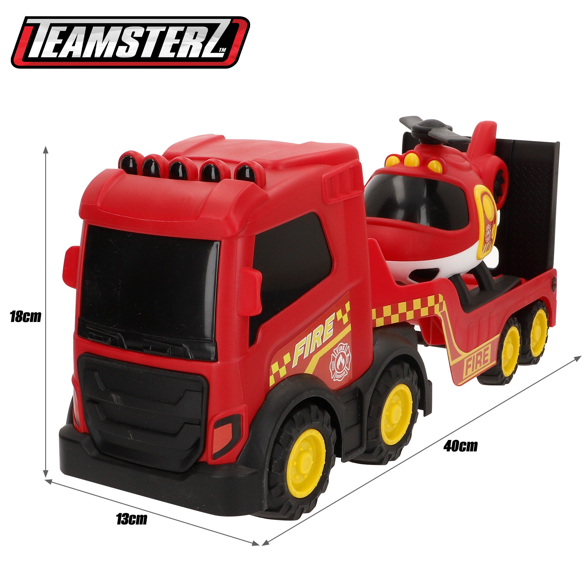 Camião de bombeiros de brinquedo Teamsterz com helicóptero
