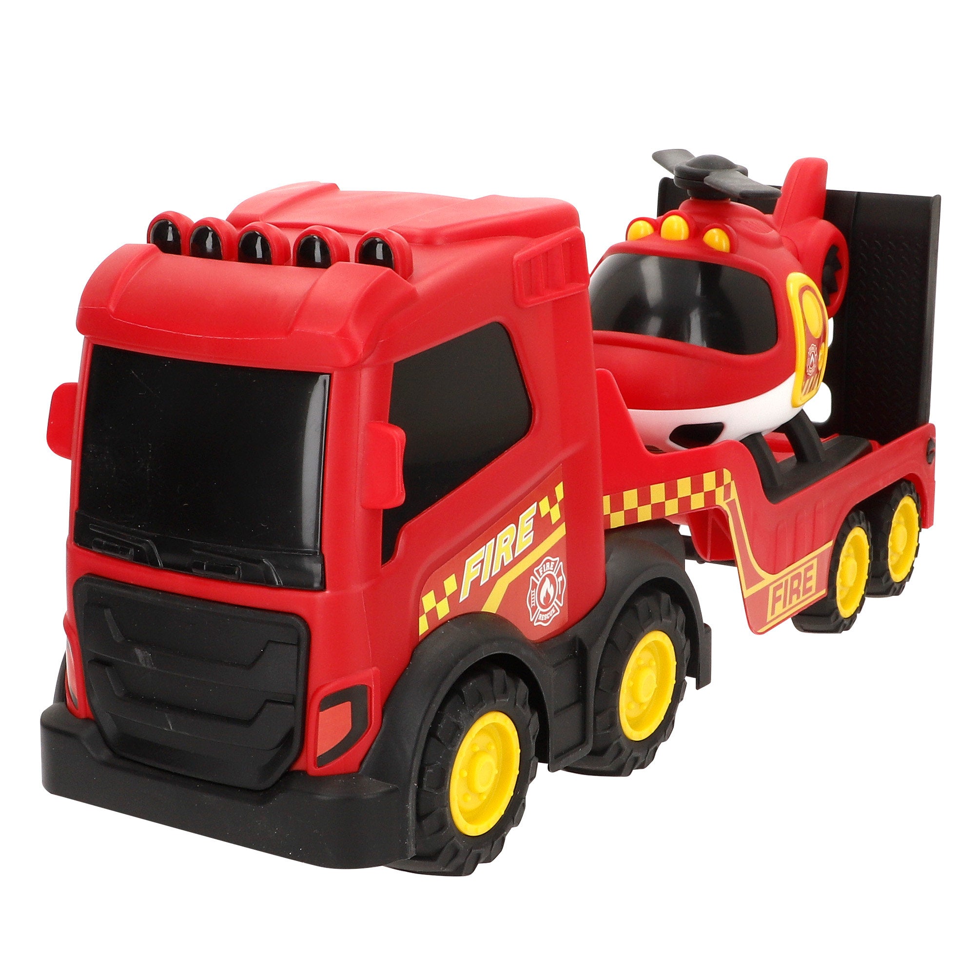 Camião de bombeiros de brinquedo Teamsterz com helicóptero