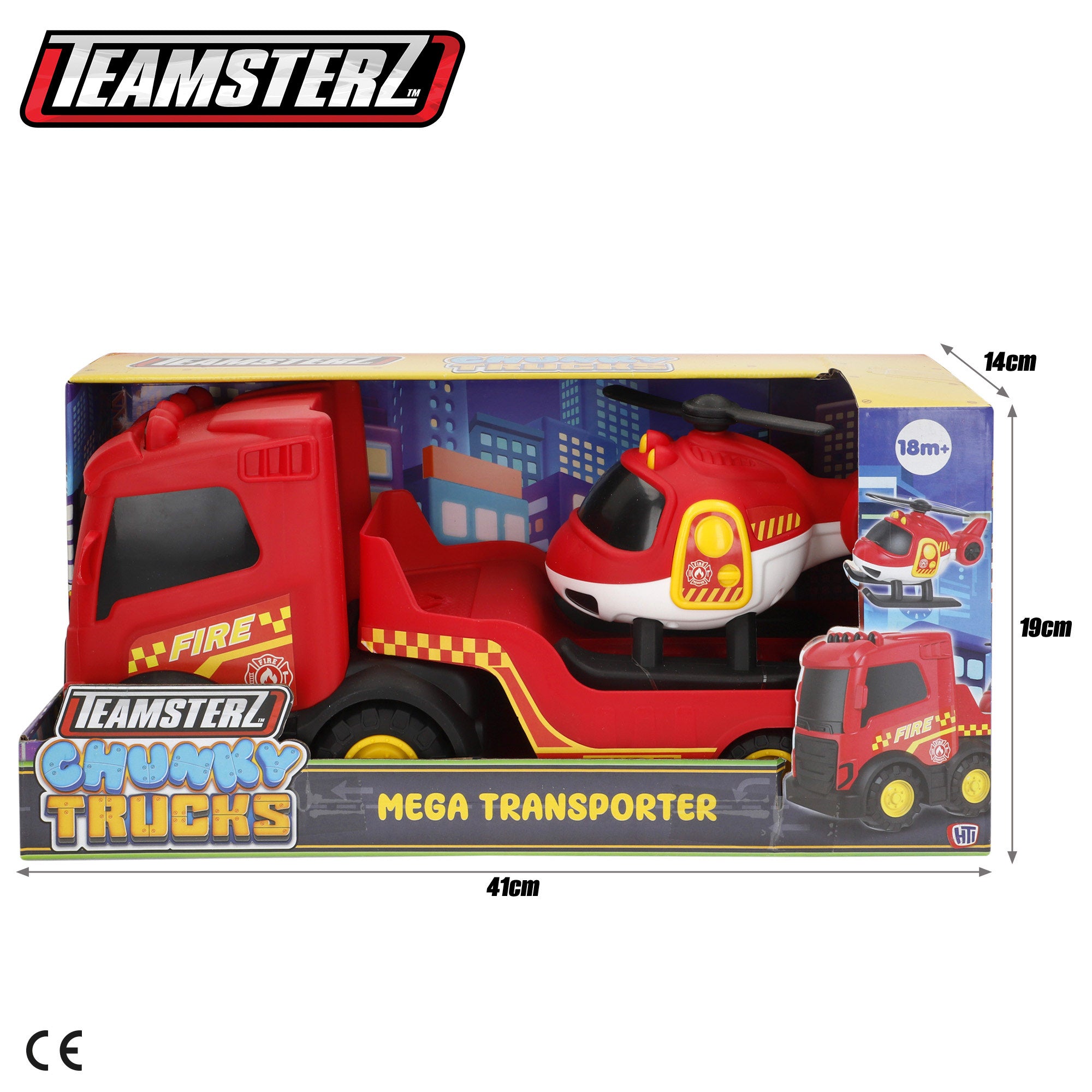 Camião de bombeiros de brinquedo Teamsterz com helicóptero