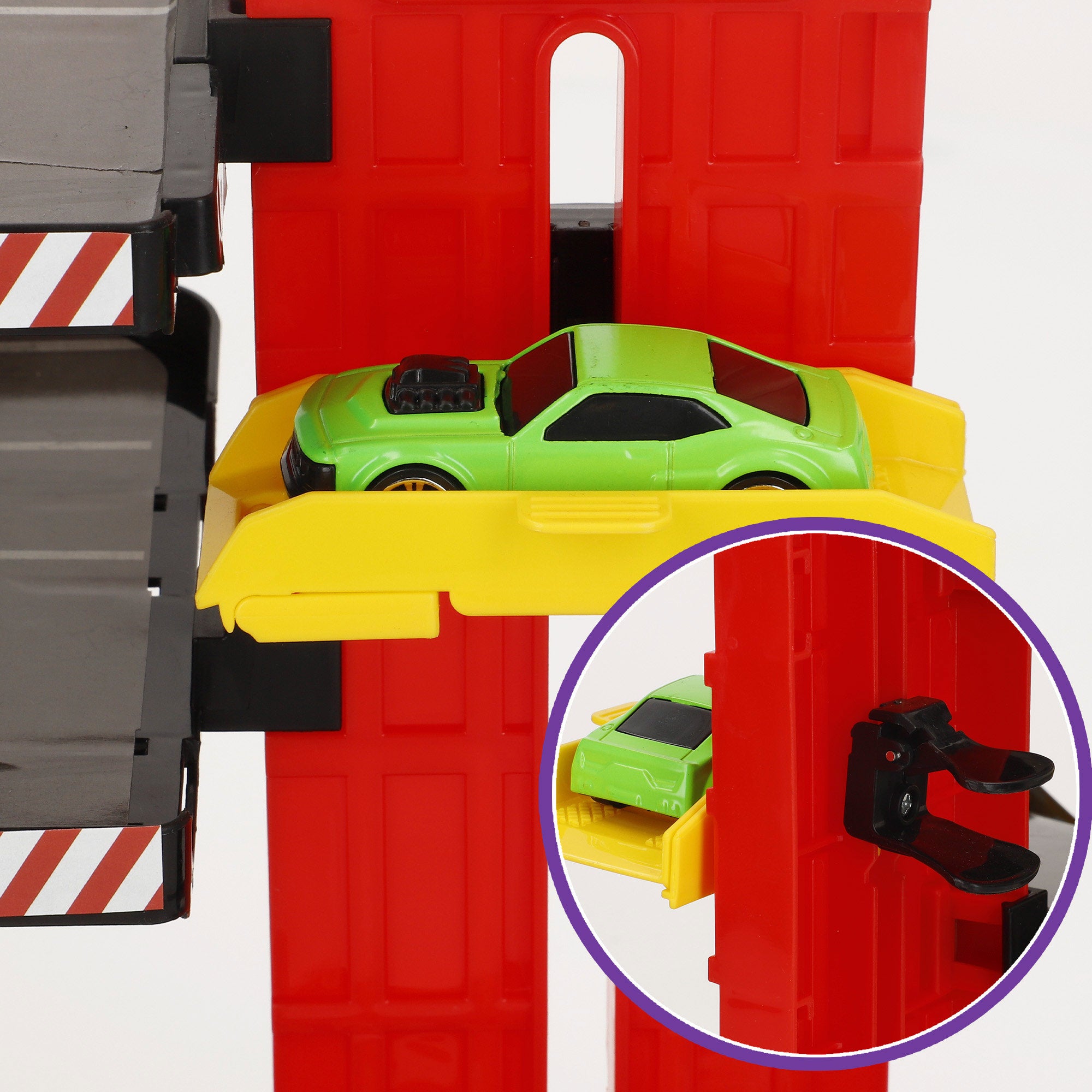 Estacionamento de 3 andares com helicóptero e carros de metal da Teamsterz.