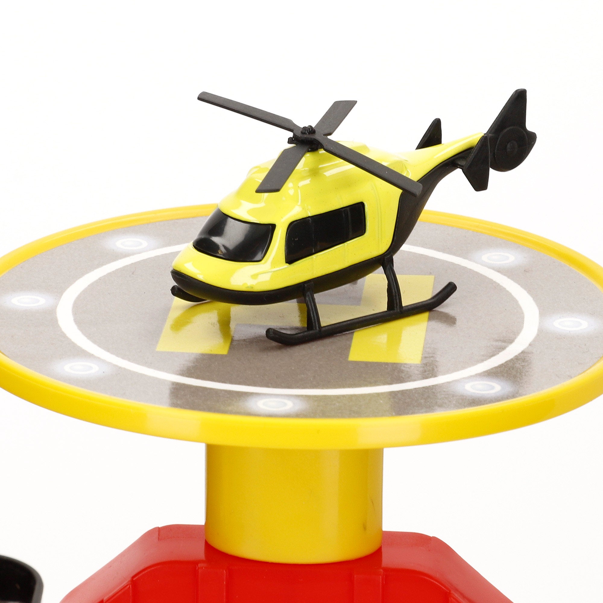Estacionamento de 3 andares com helicóptero e carros de metal da Teamsterz.