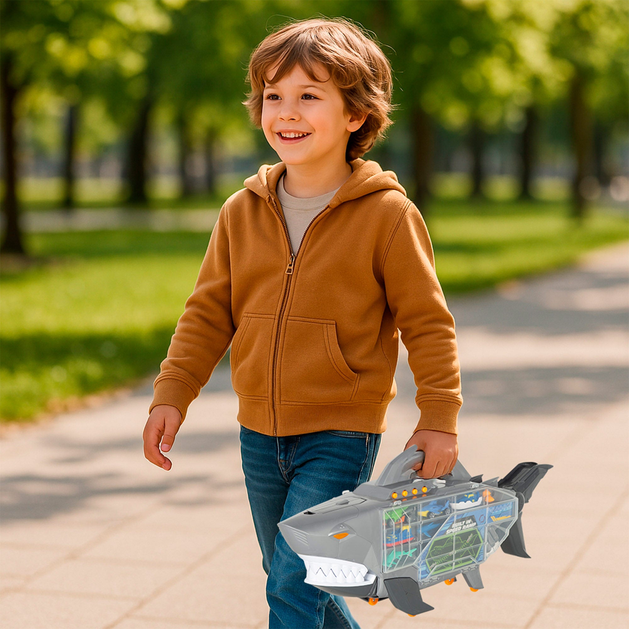 Estojo de transporte para automóvel Teamsterz Roboshark com rampa e lançador
