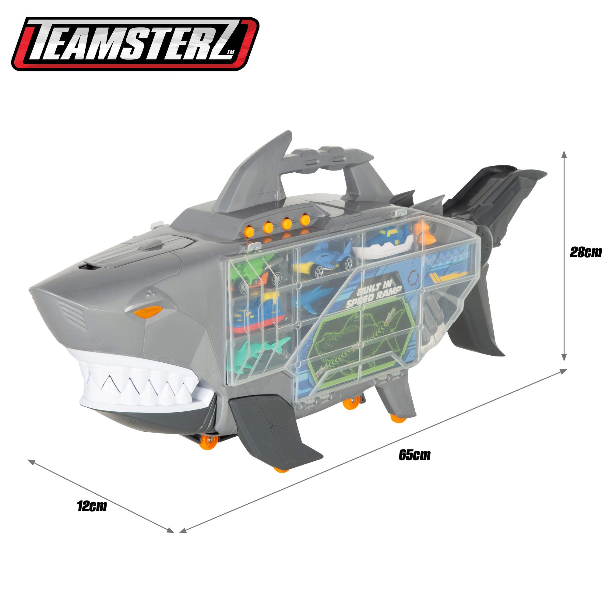 Estojo de transporte para automóvel Teamsterz Roboshark com rampa e lançador