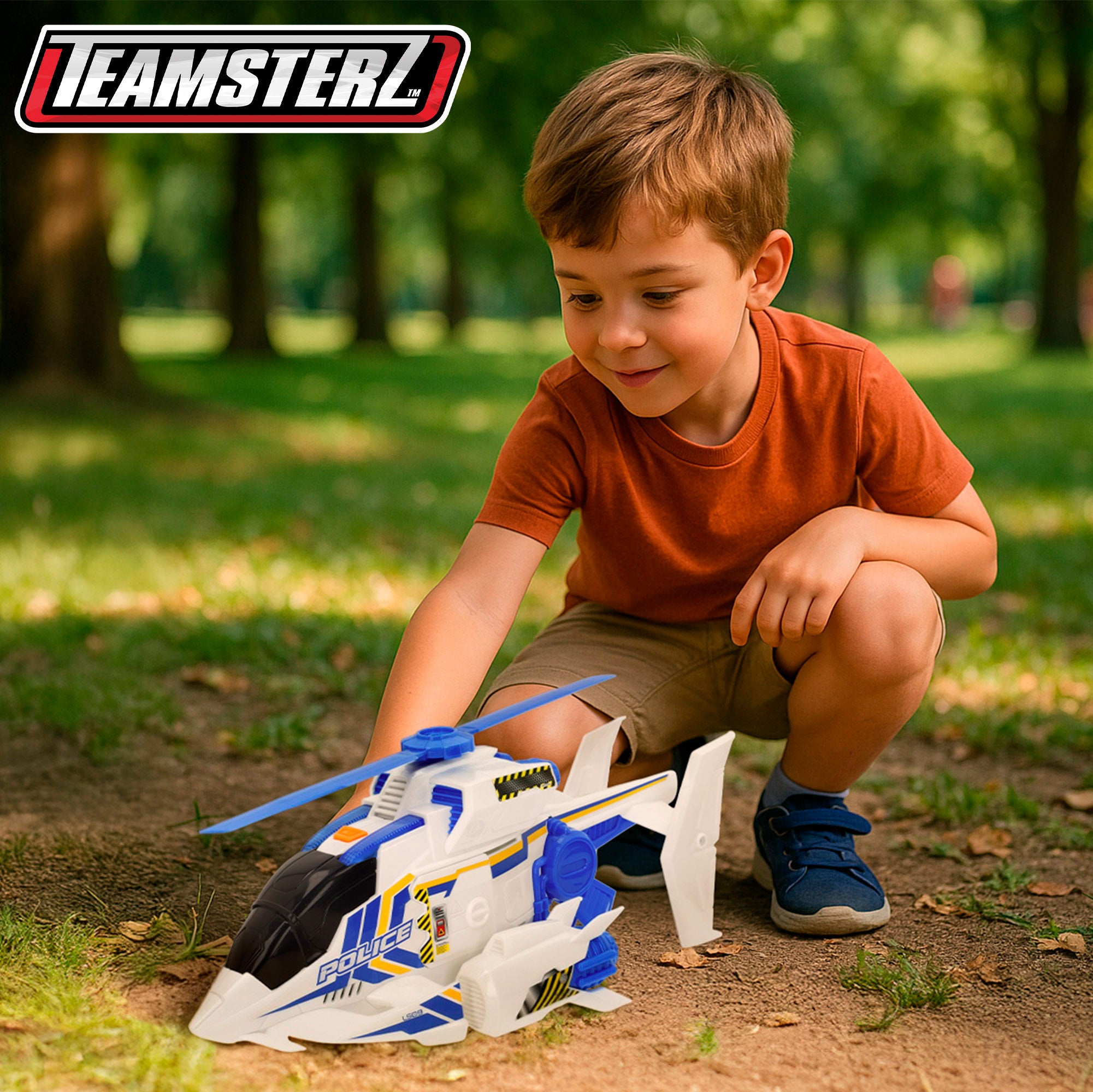 Helicóptero policial Teamsterz com luzes e sons.