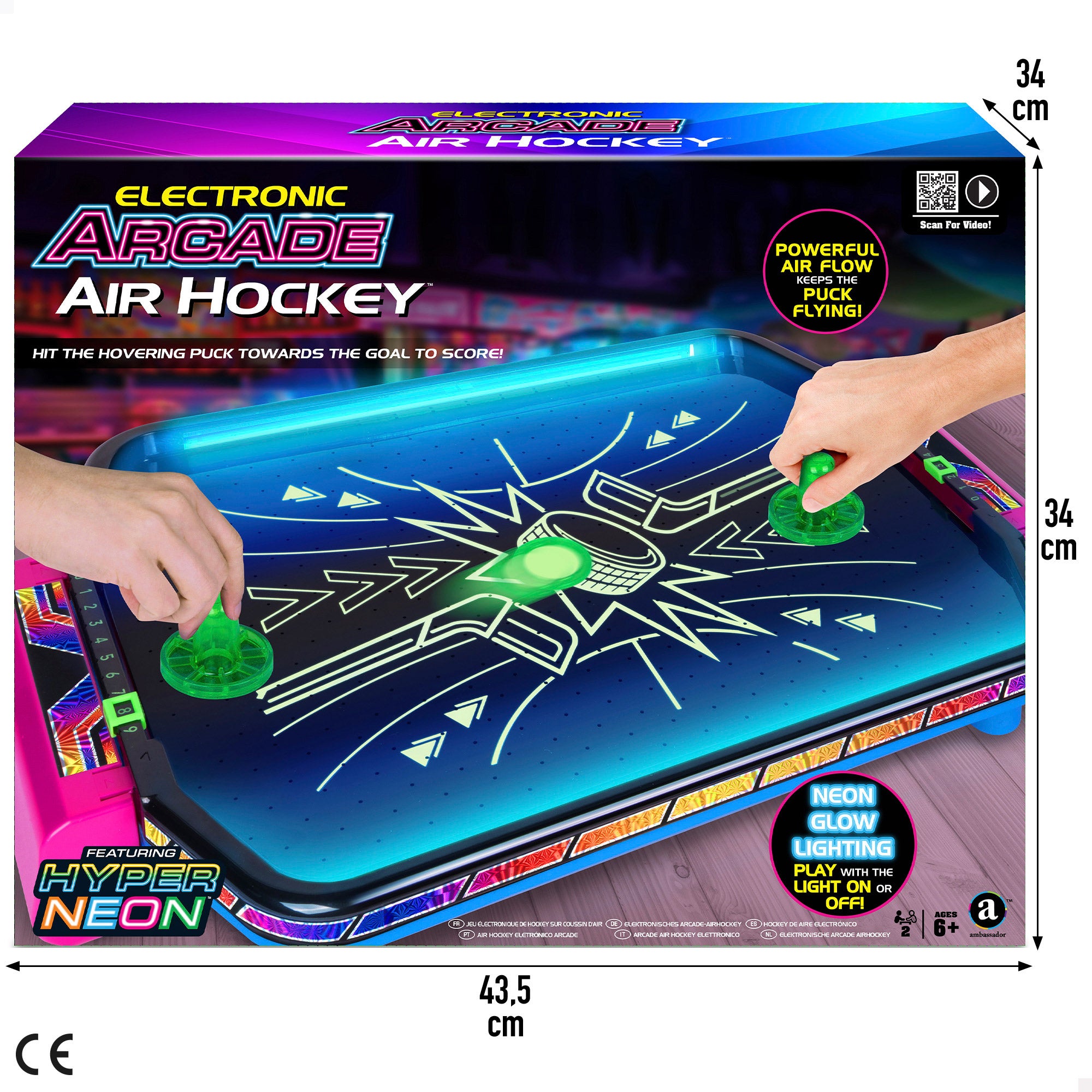 Air Hockey de Mesa Neon com Luzes CB Games