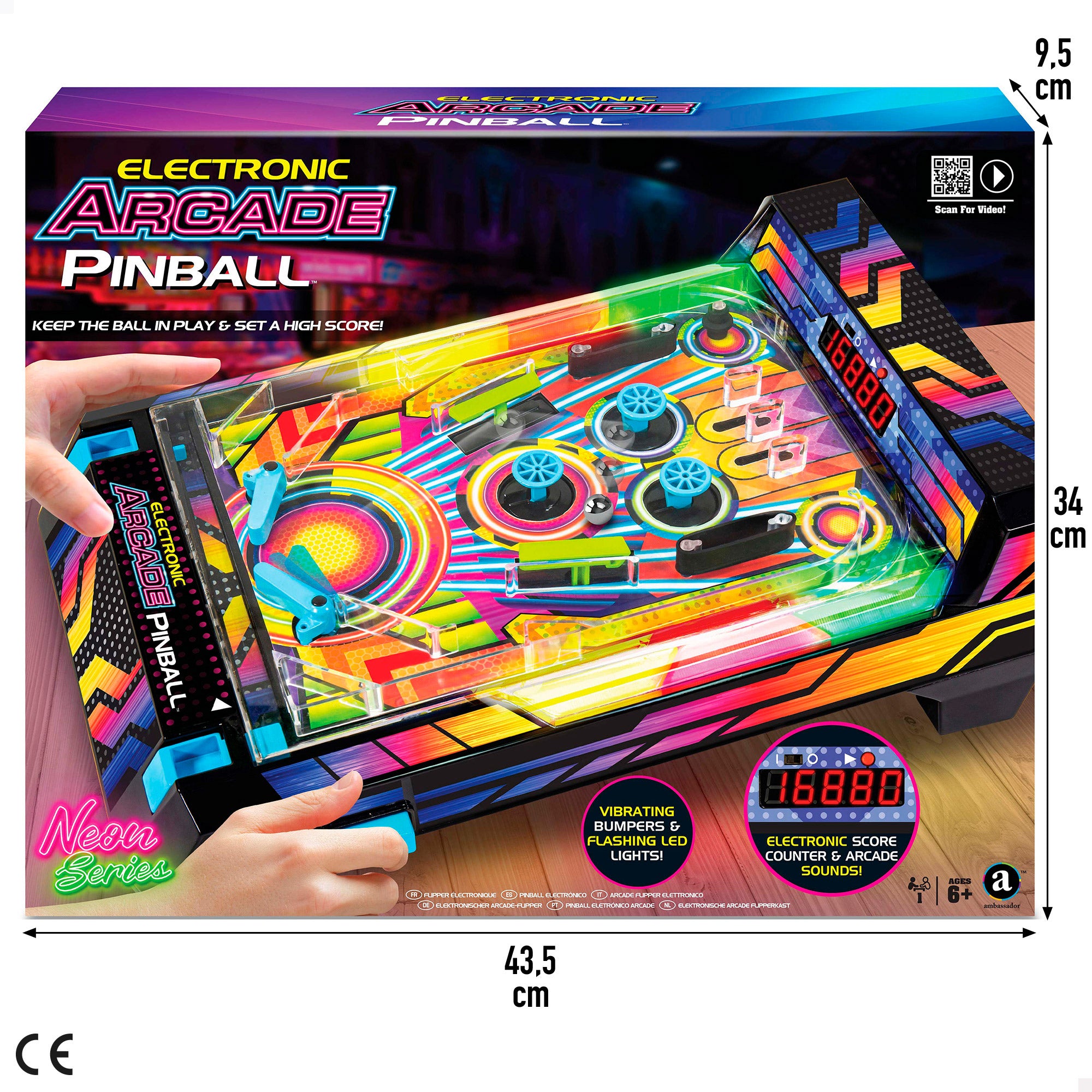 Pinball de mesa néon com luzes e som CB Games