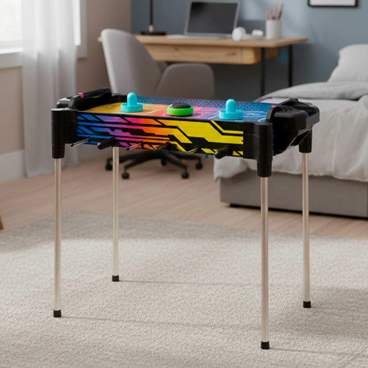 Mesa de Air Hockey e Matraquilhos Neon 2 em 1 da CB Games