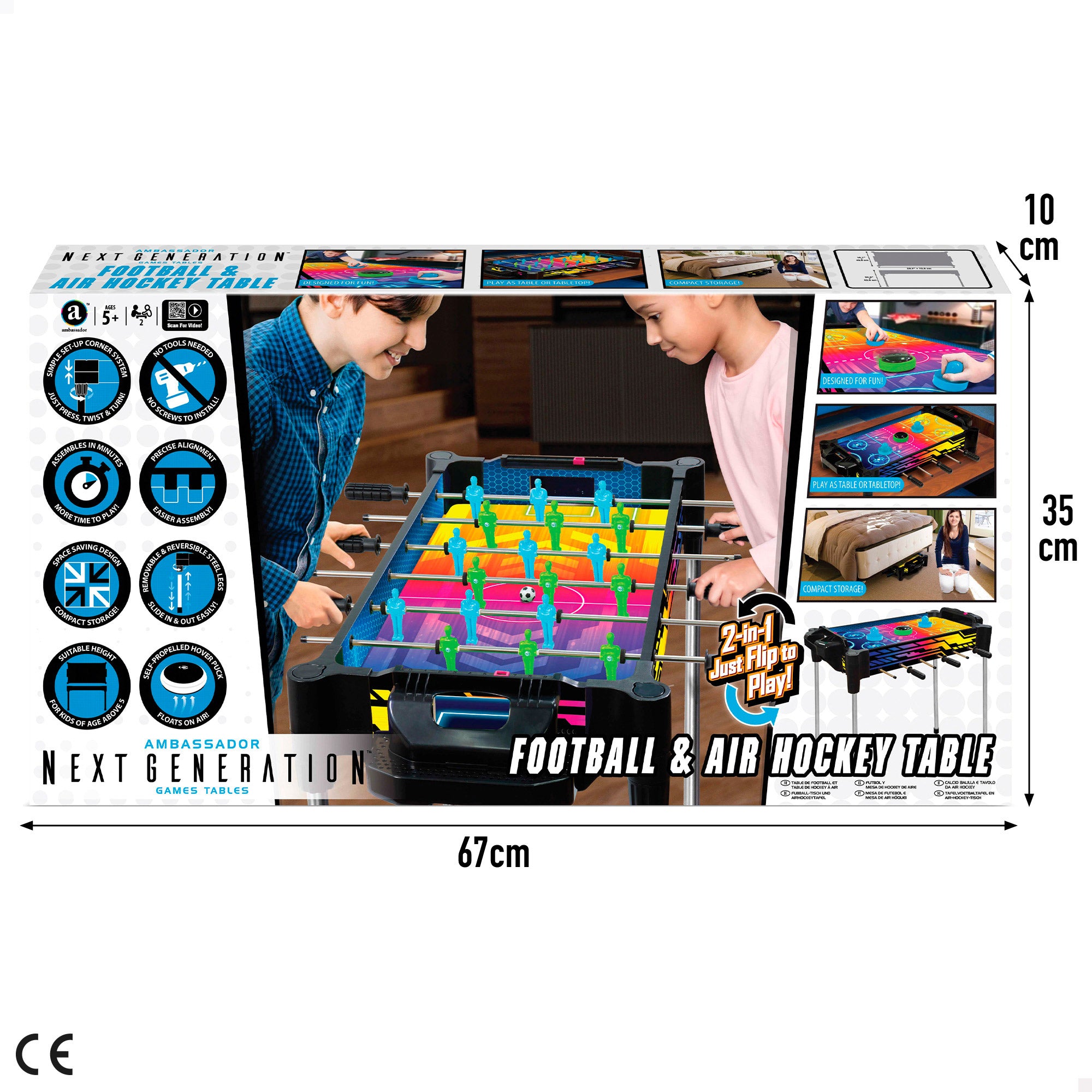 Mesa de Air Hockey e Matraquilhos Neon 2 em 1 da CB Games