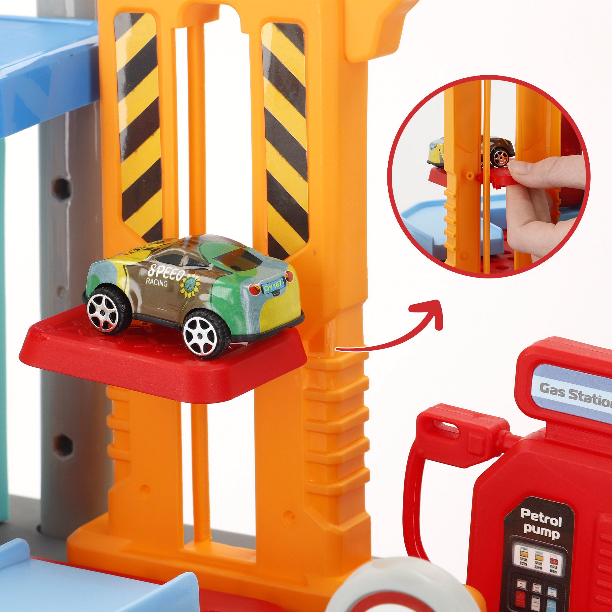 Estacionamento urbano 2 em 1 com 3 carrinhos de metal e estojo portátil (47 x 24 x 66 cm) Speed&amp; Go