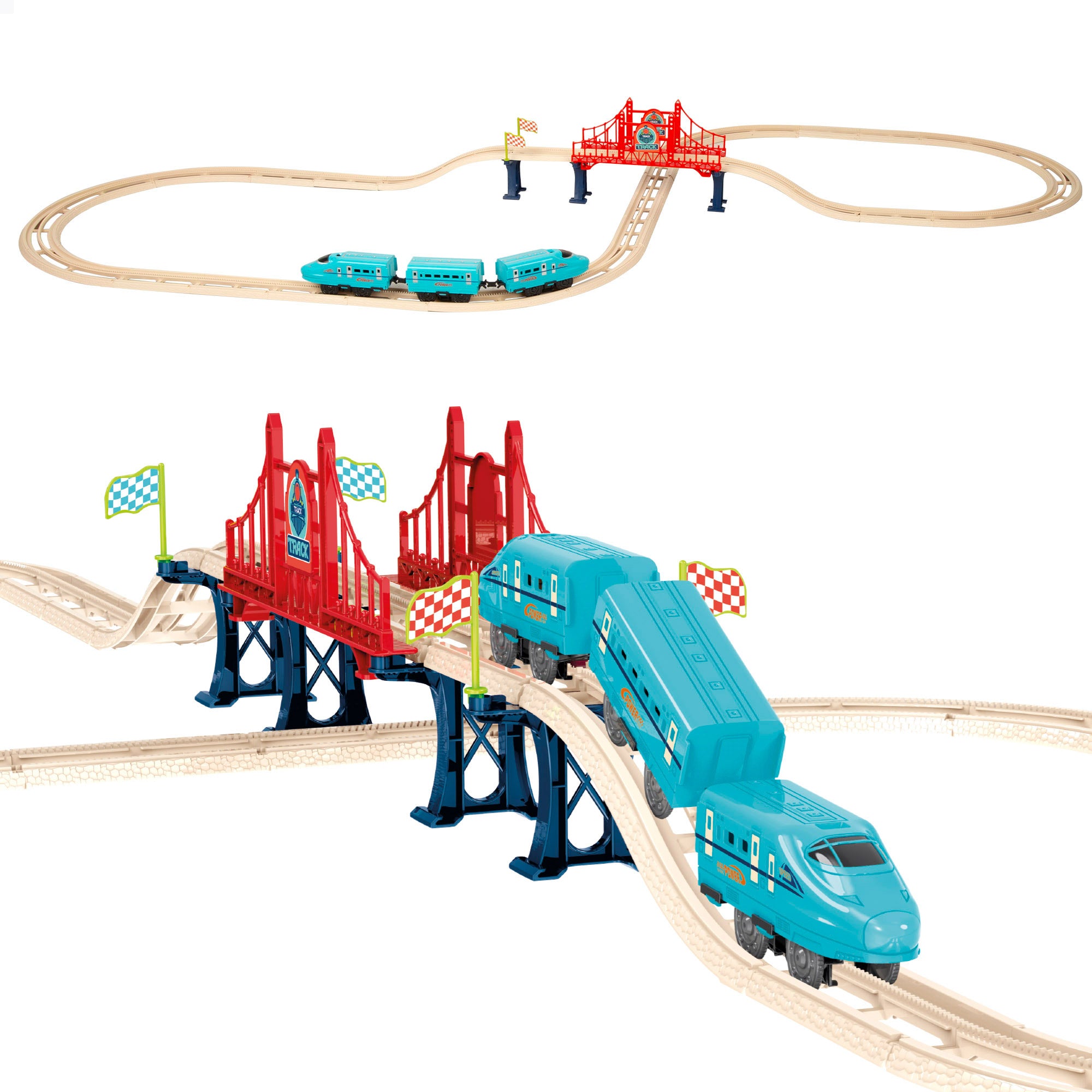 Comboio elétrico de brinquedo com 43 peças e som, modelo Speed&amp; Go.