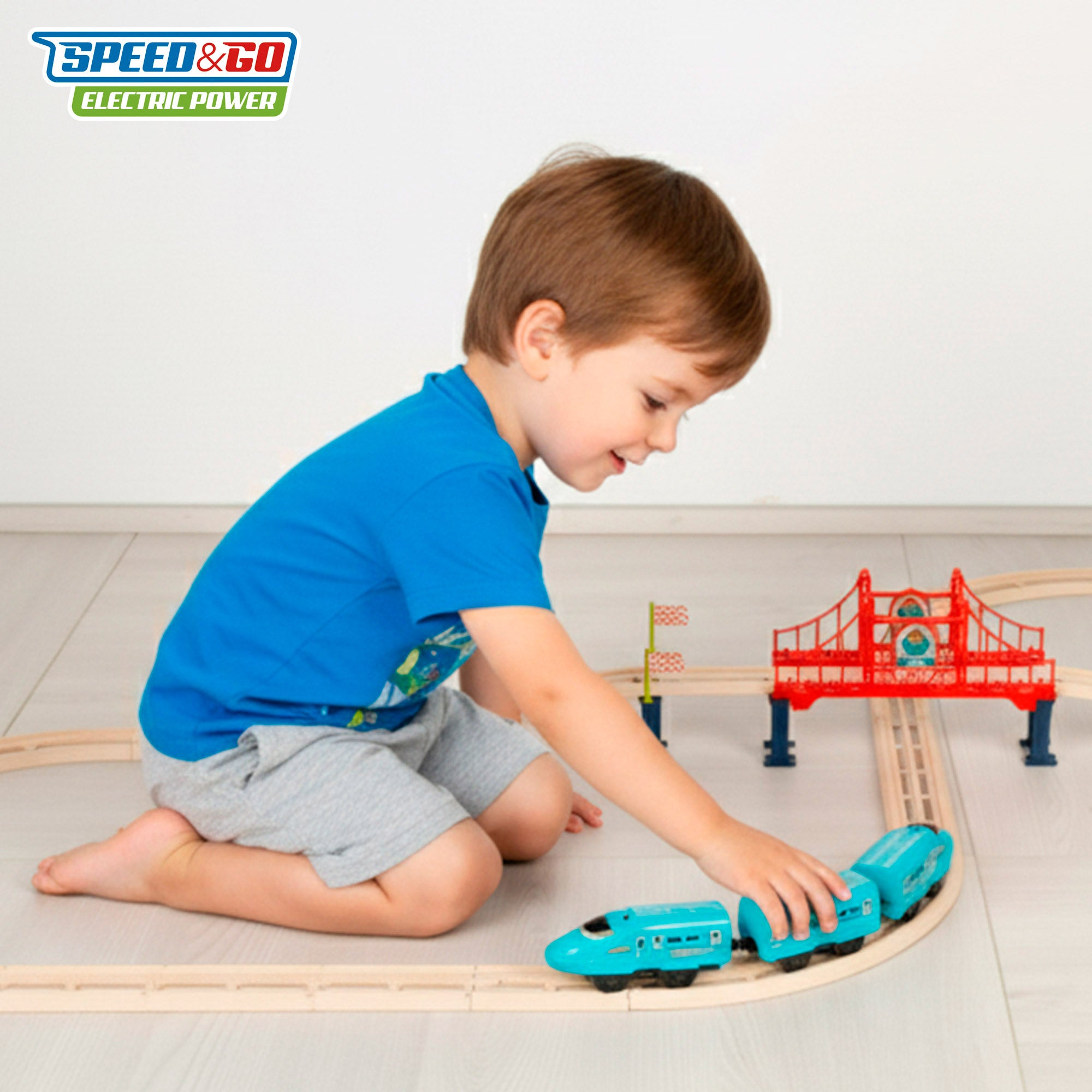 Comboio elétrico de brinquedo com 43 peças e som, modelo Speed&amp; Go.