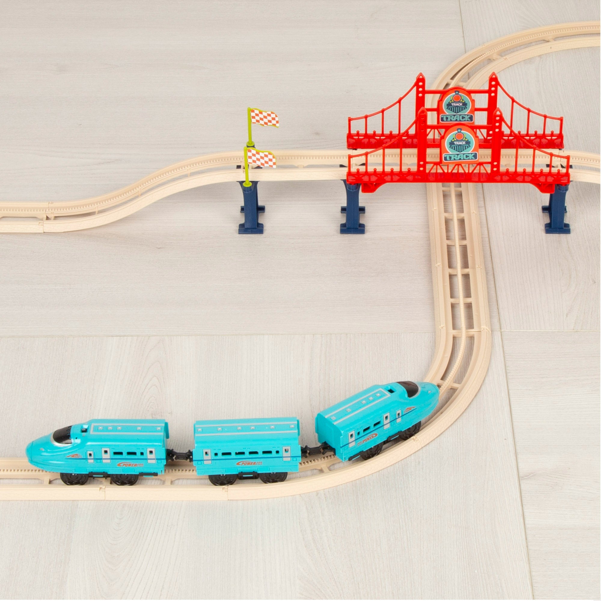 Comboio elétrico de brinquedo com 43 peças e som, modelo Speed&amp; Go.