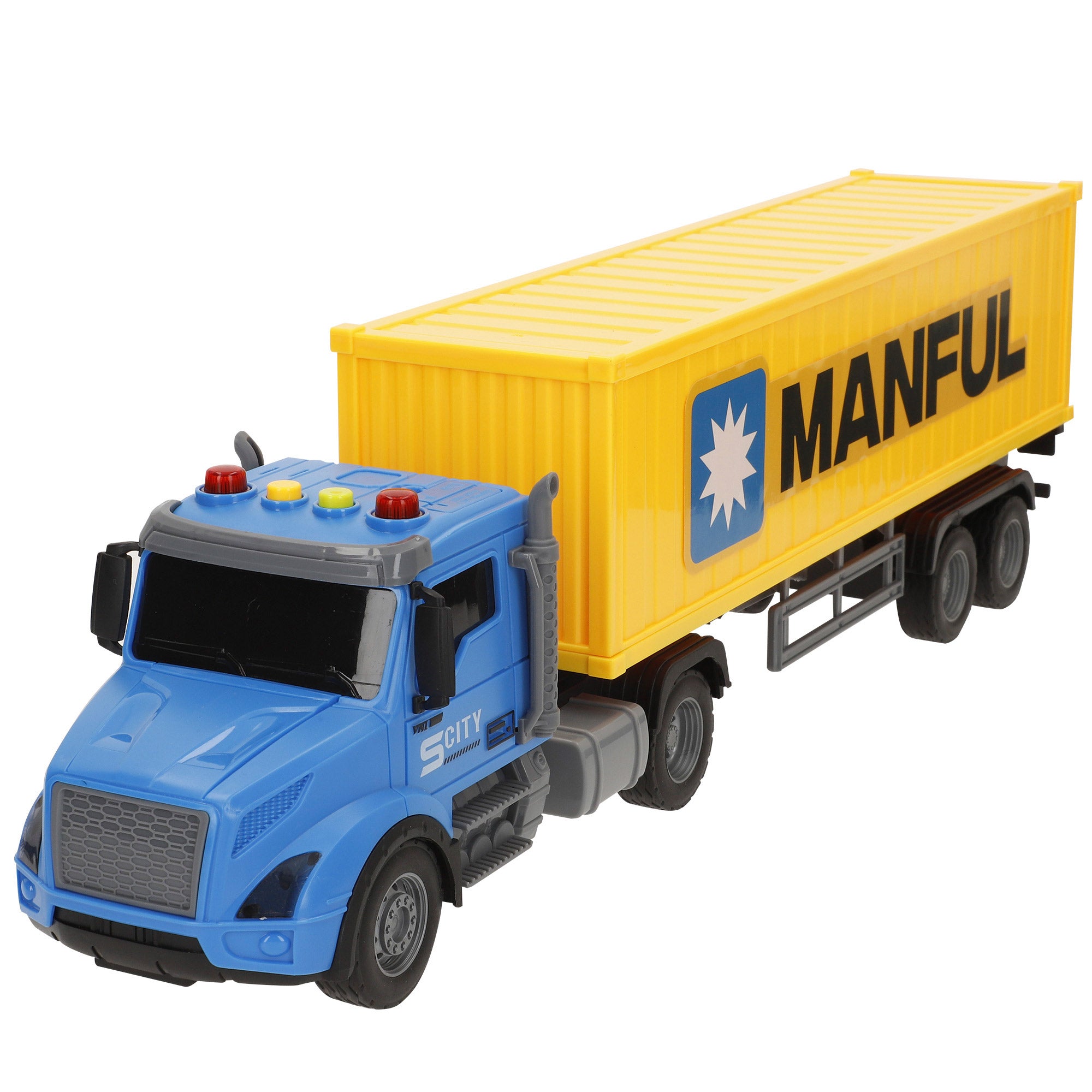 Camião de contentores Speed ​​​​&amp; Go com fricção, luz e som.