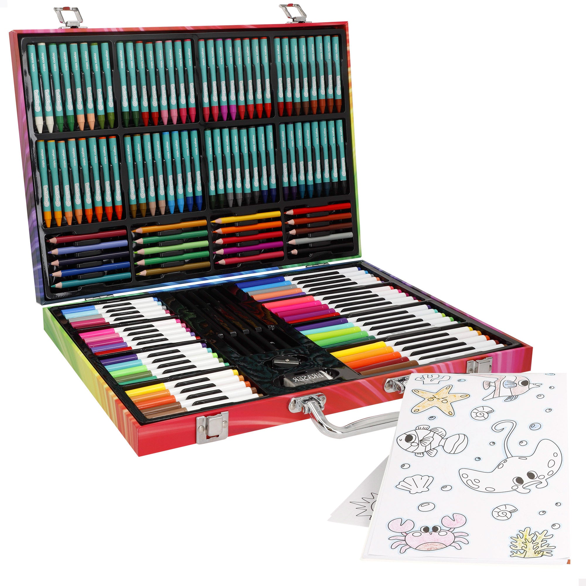 Conjunto de desenhos infantis COLORBABY com 130 peças para pintar e colorir.