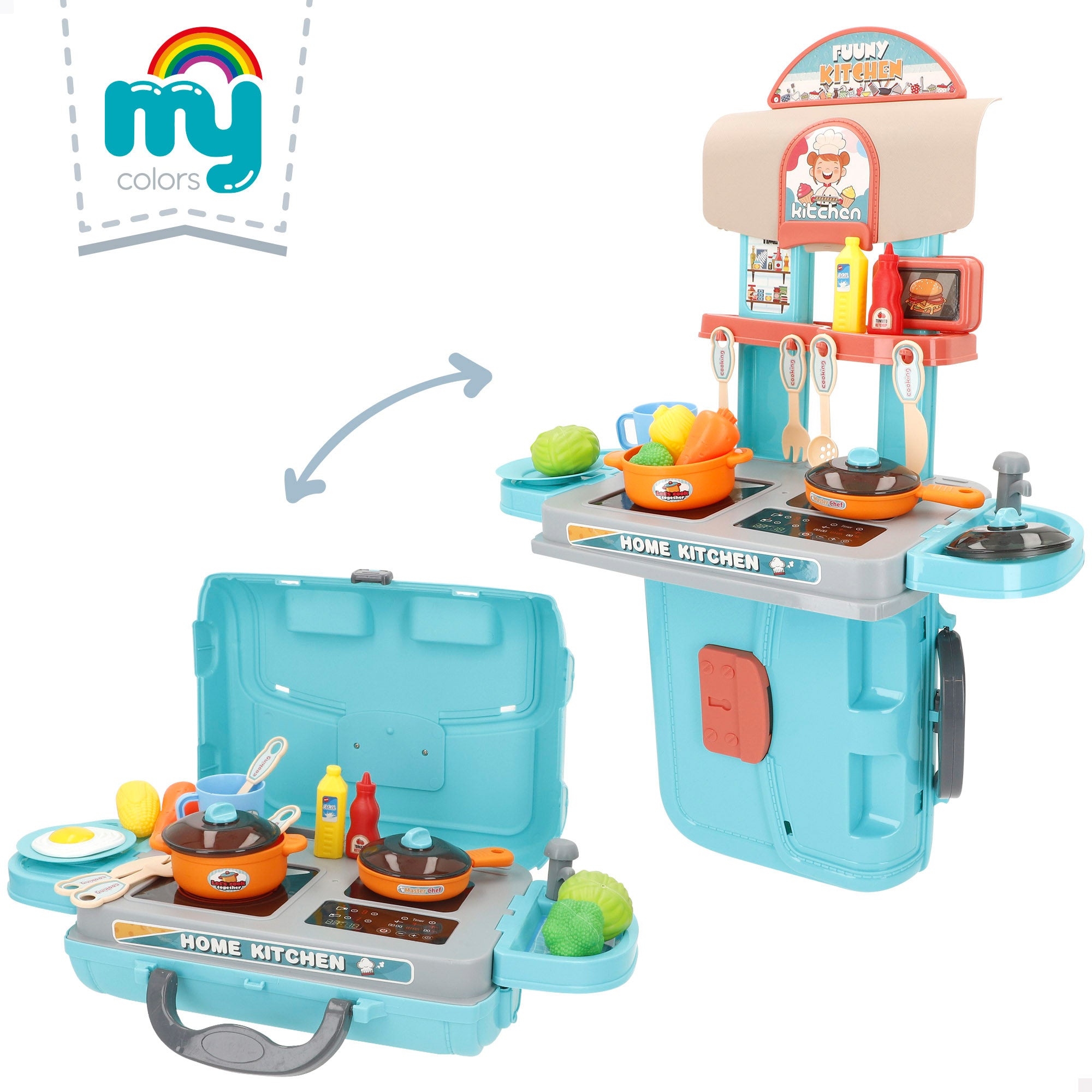 Cozinha de brincar 3 em 1 em mala My Home com acessórios
