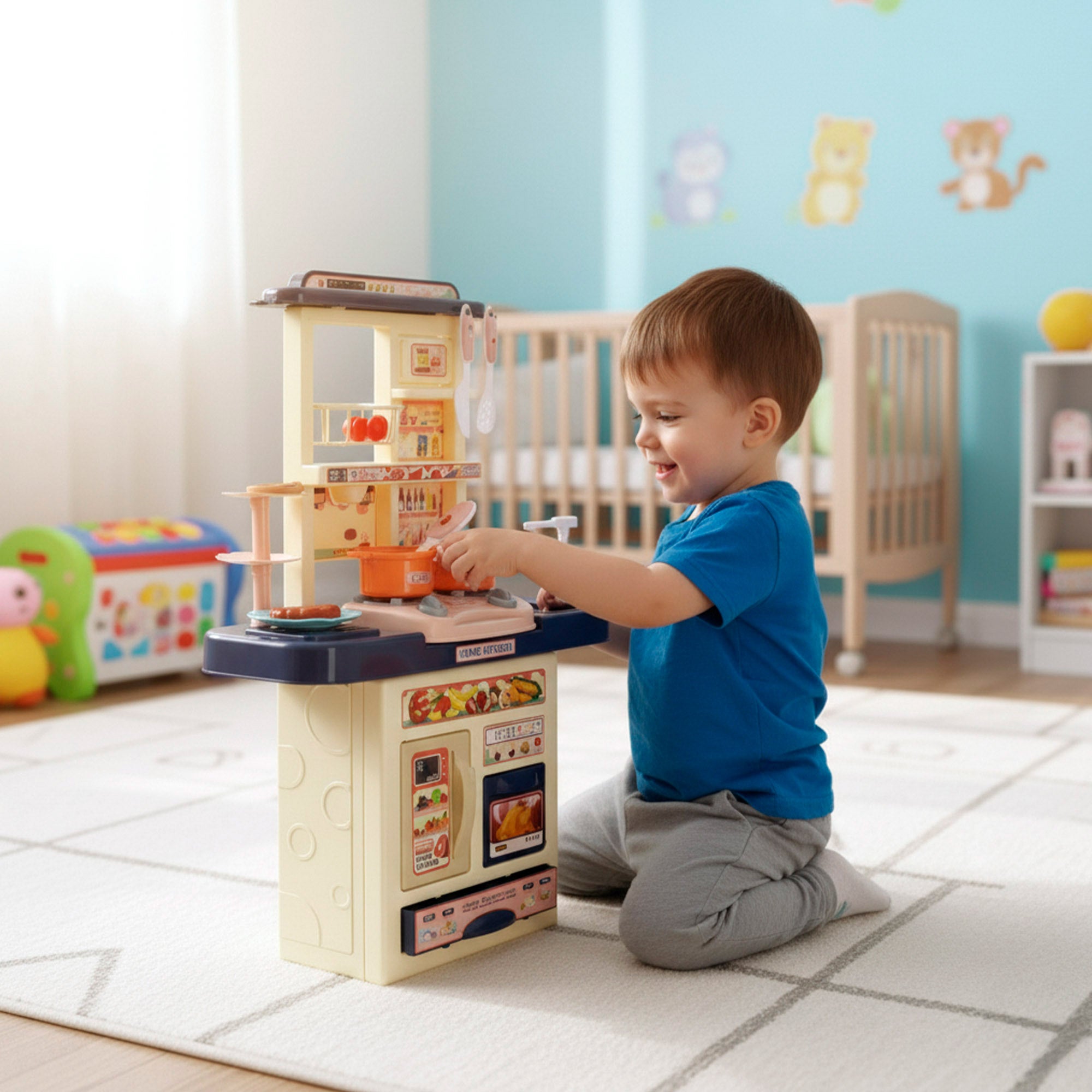 A Minha Cozinha de Brinquedo em Casa com Comida, Luzes e Sons