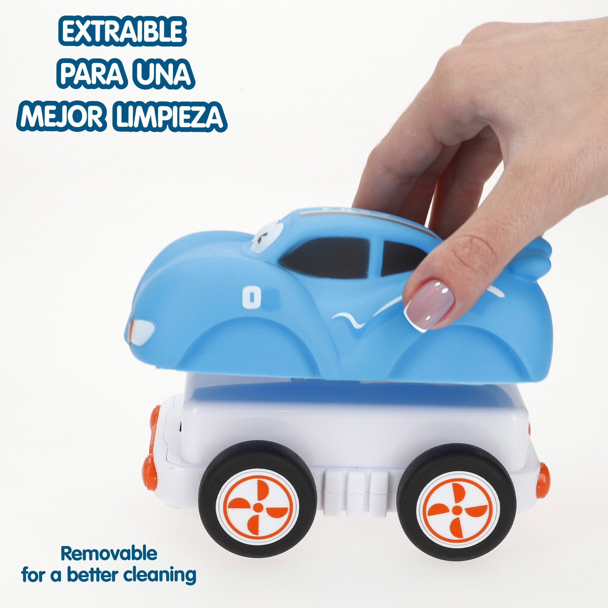 Carrinho de brinquedo para bebé com comando e luz, azul bebé, da marca C'Baby.
