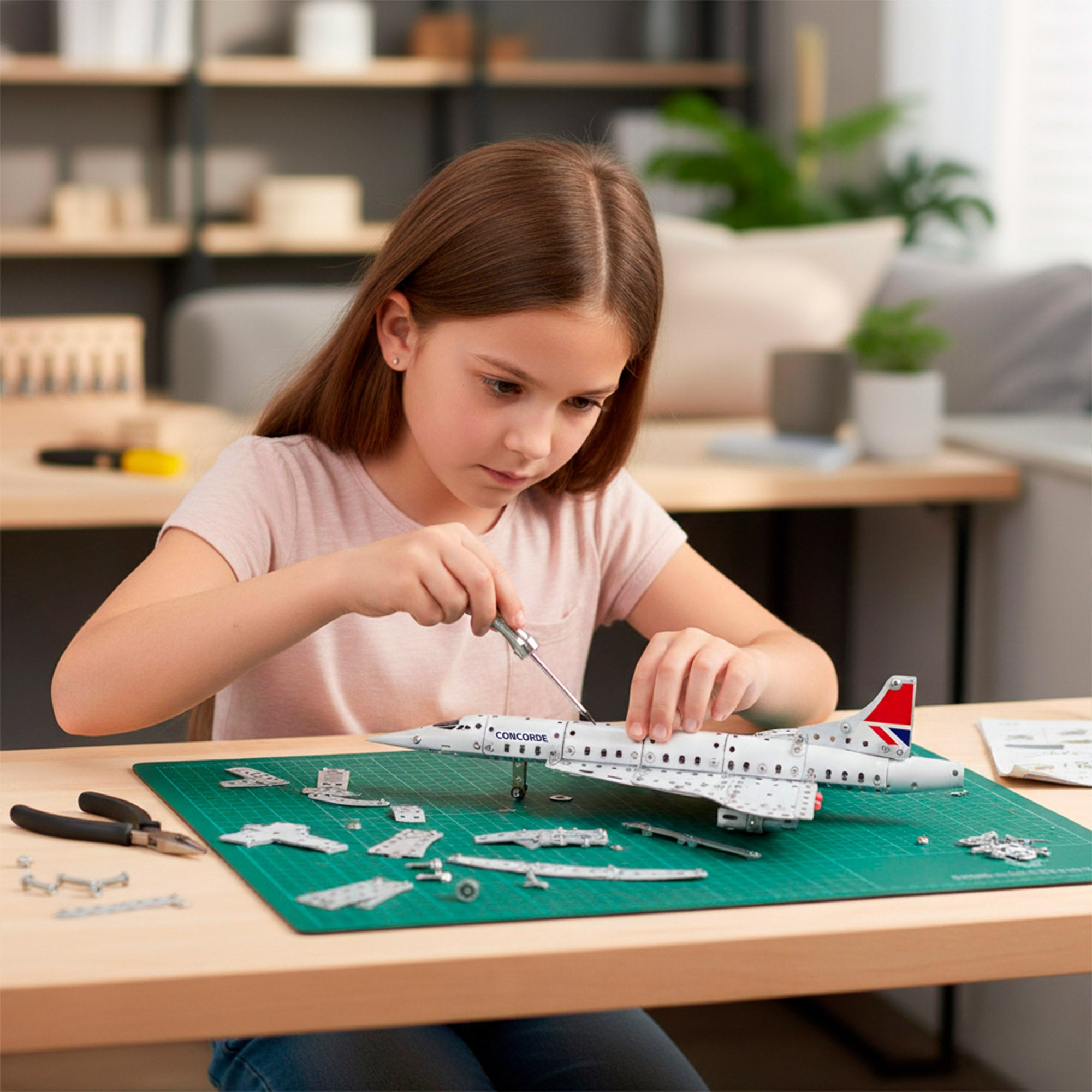 Conjunto de construção de avião em metal Smart Theory com 260 peças