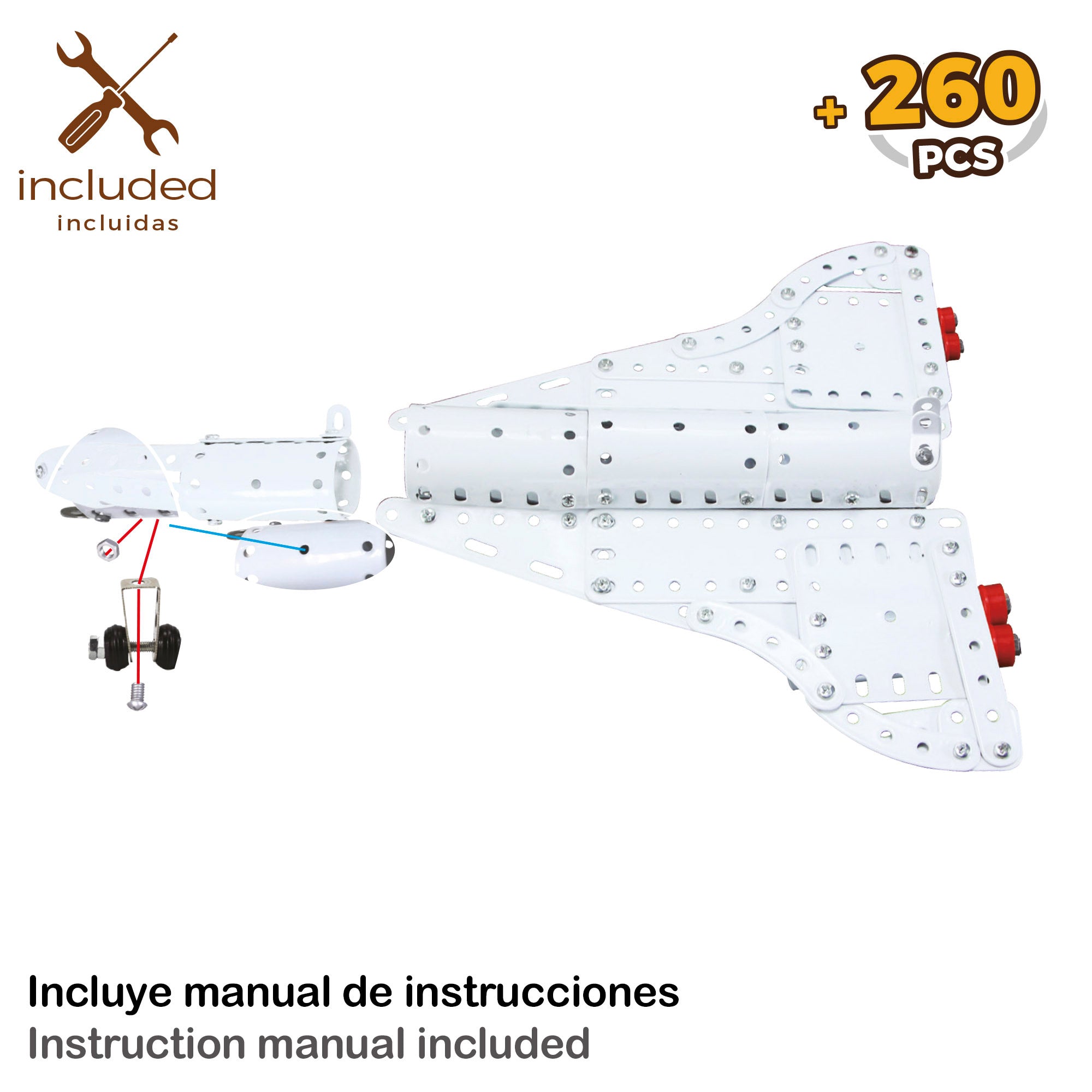 Conjunto de construção de avião em metal Smart Theory com 260 peças