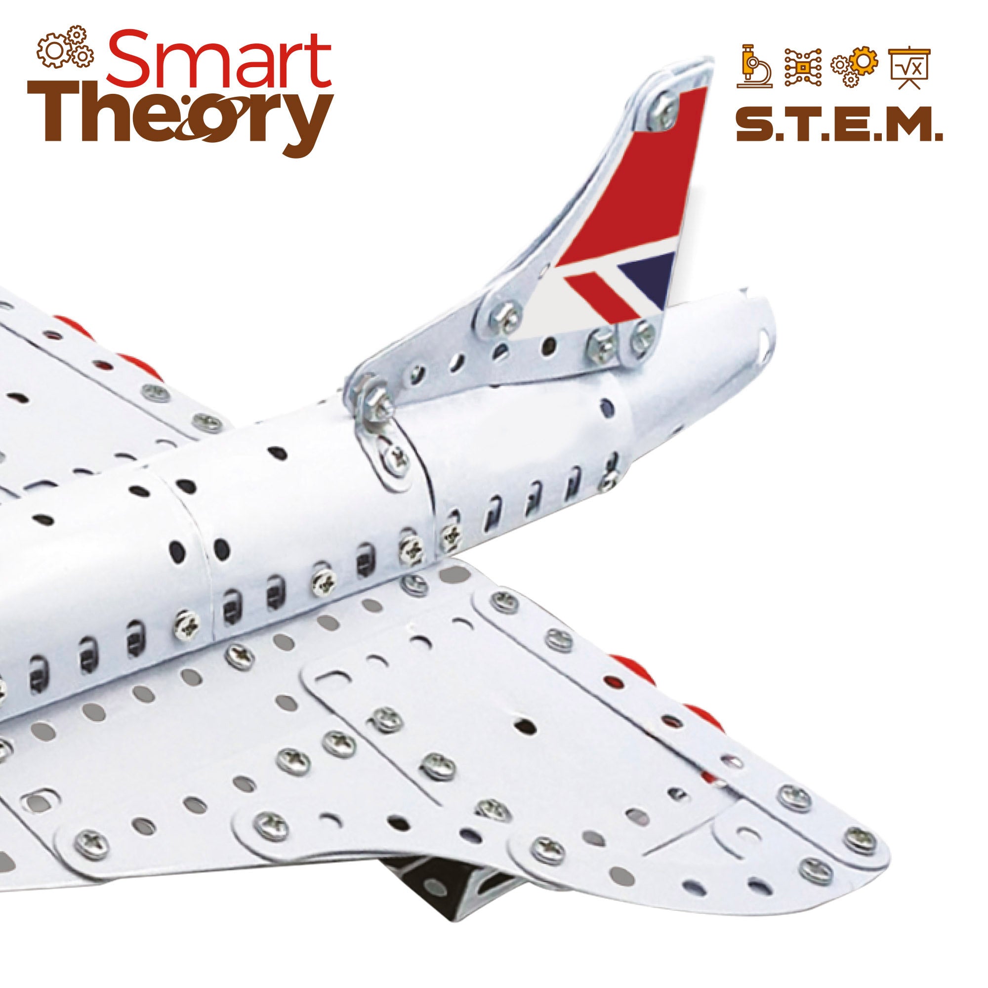 Conjunto de construção de avião em metal Smart Theory com 260 peças