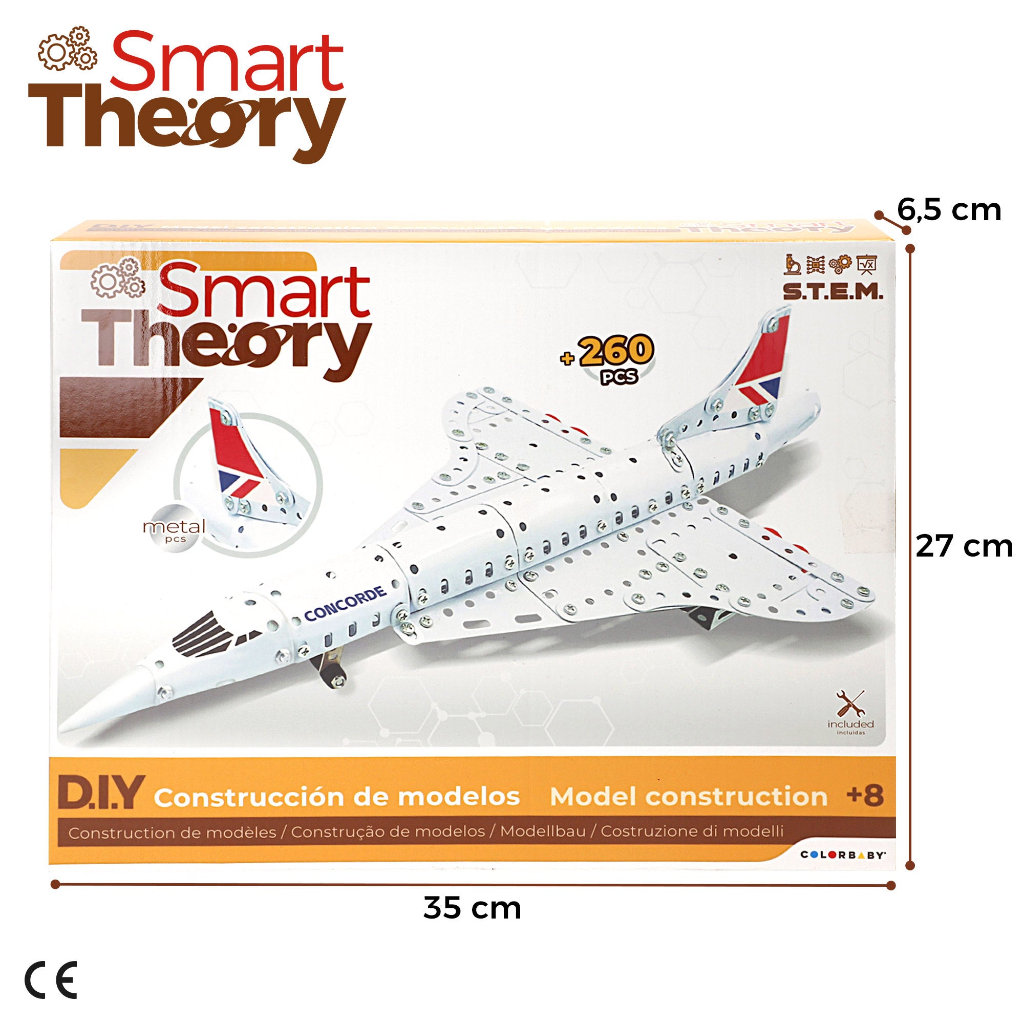 Conjunto de construção de avião em metal Smart Theory com 260 peças