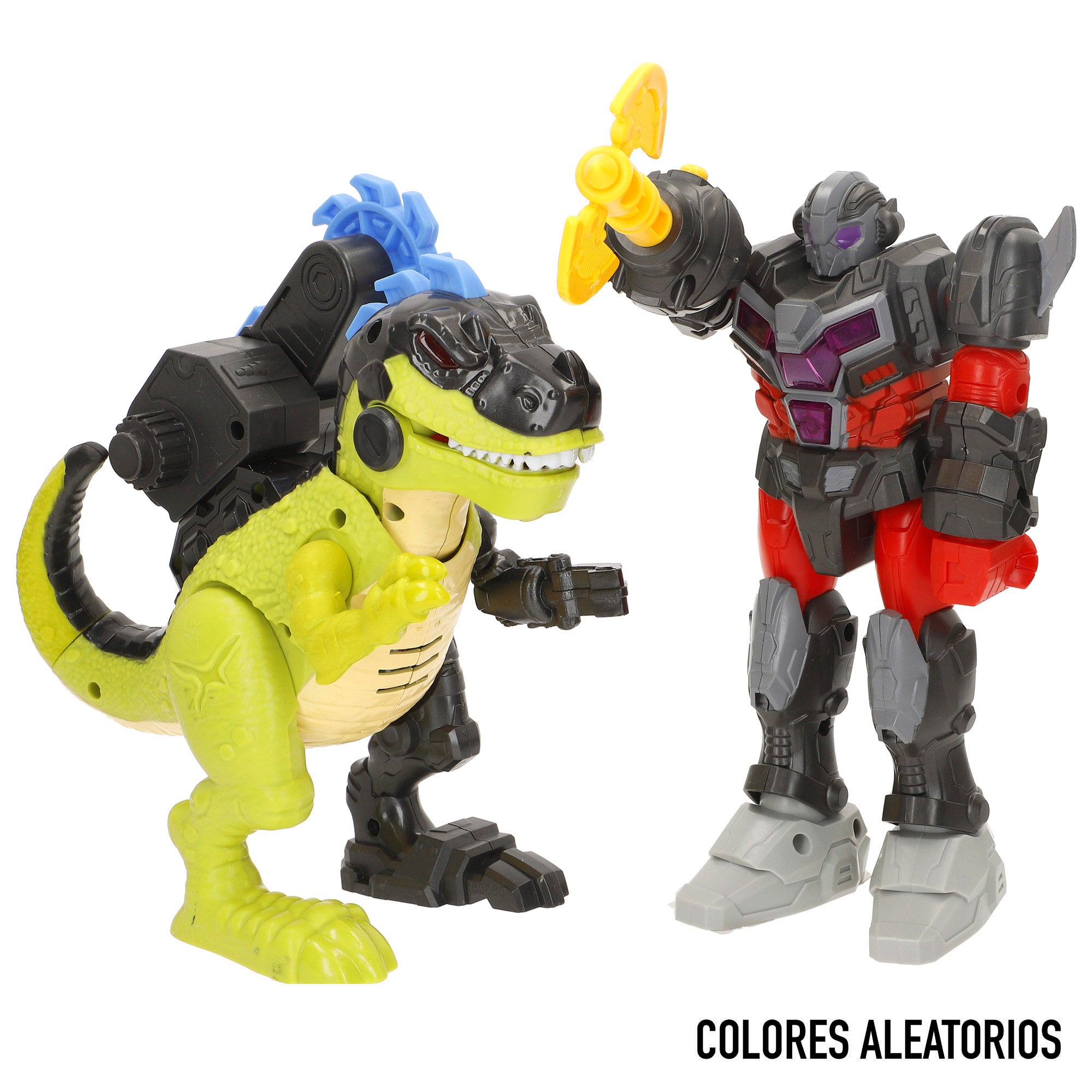 Conjunto de Brinquedos Warrior Tech: Robot vs. Dinossauro com Luz e Som (Cores Sortidas)