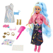Boneca Dreameez Glam Up de 30 cm com cabelo comprido, maquilhagem e acessórios.