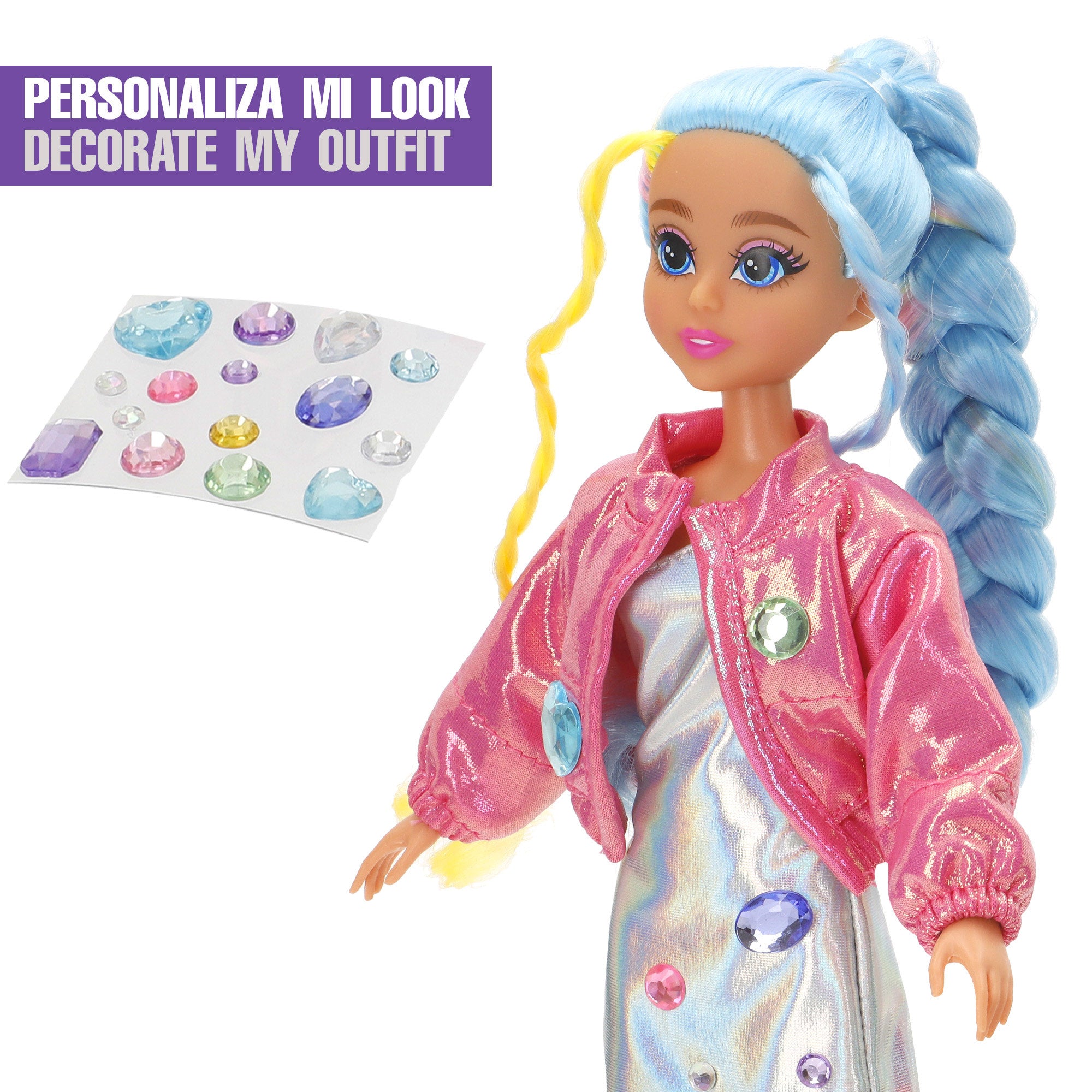 Boneca Dreameez Glam Up de 30 cm com cabelo comprido, maquilhagem e acessórios.