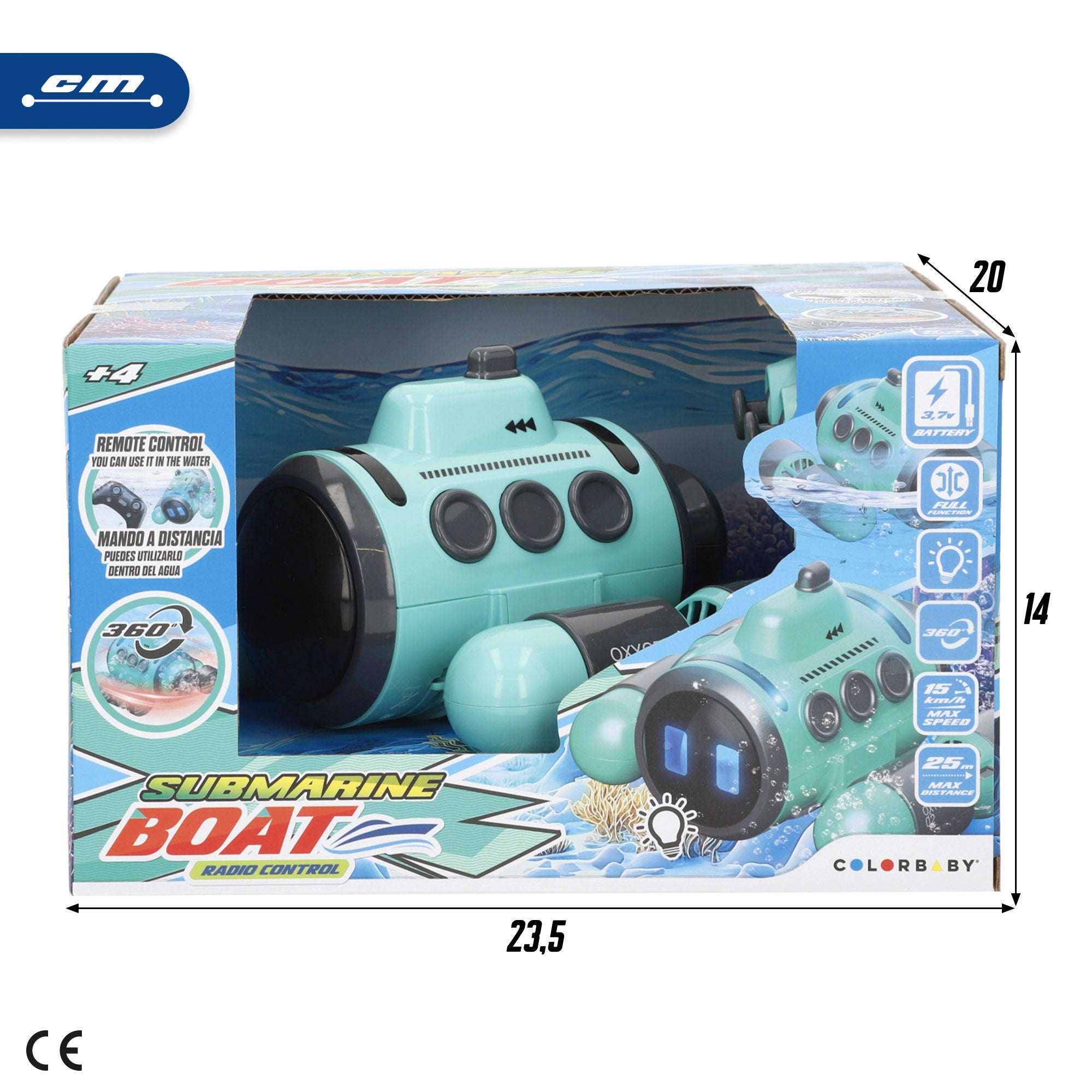 Submarino de brinquedo telecomandado rotação 360º Speed & Go