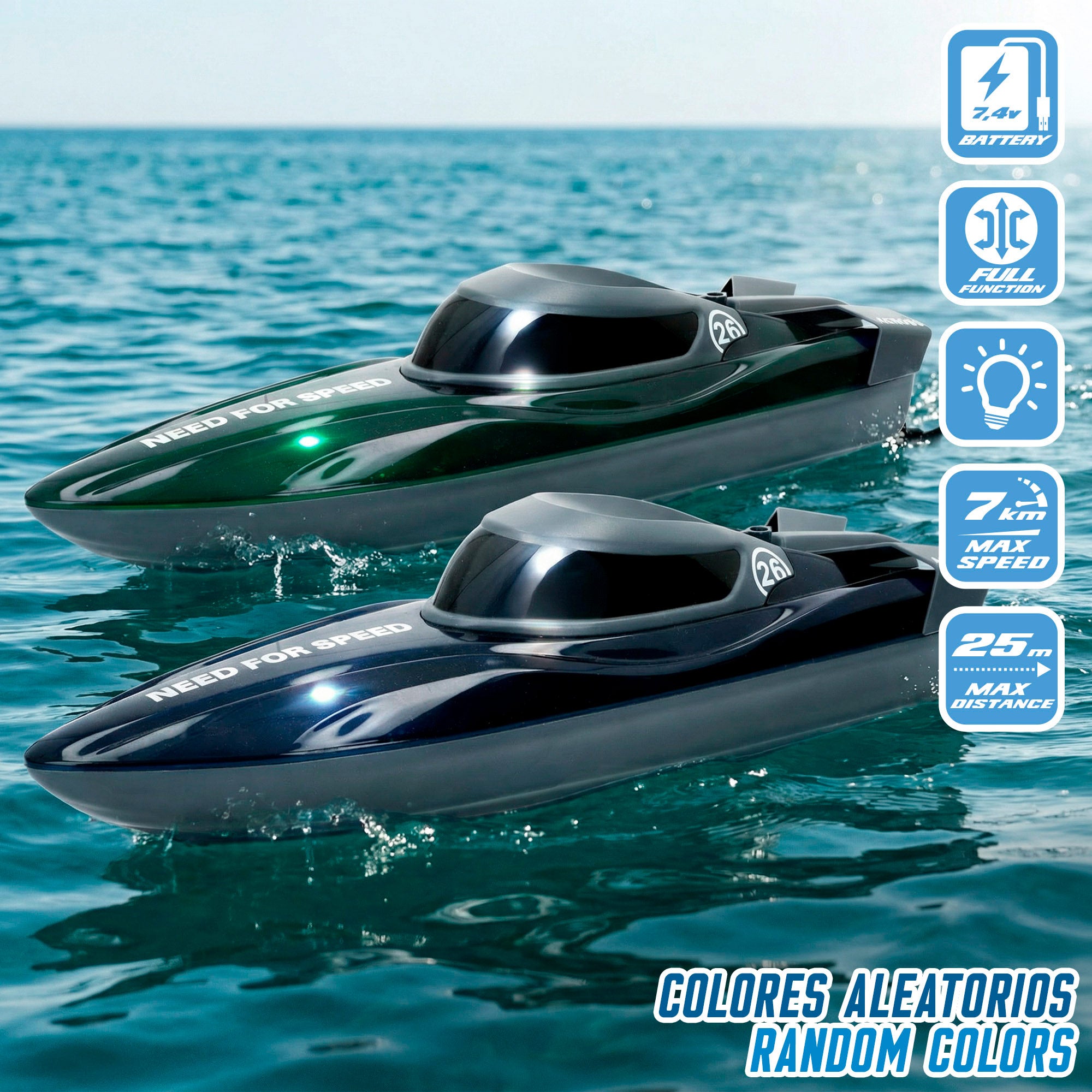 Lancha de brincar telecomandada, giros 360º Speed & Go