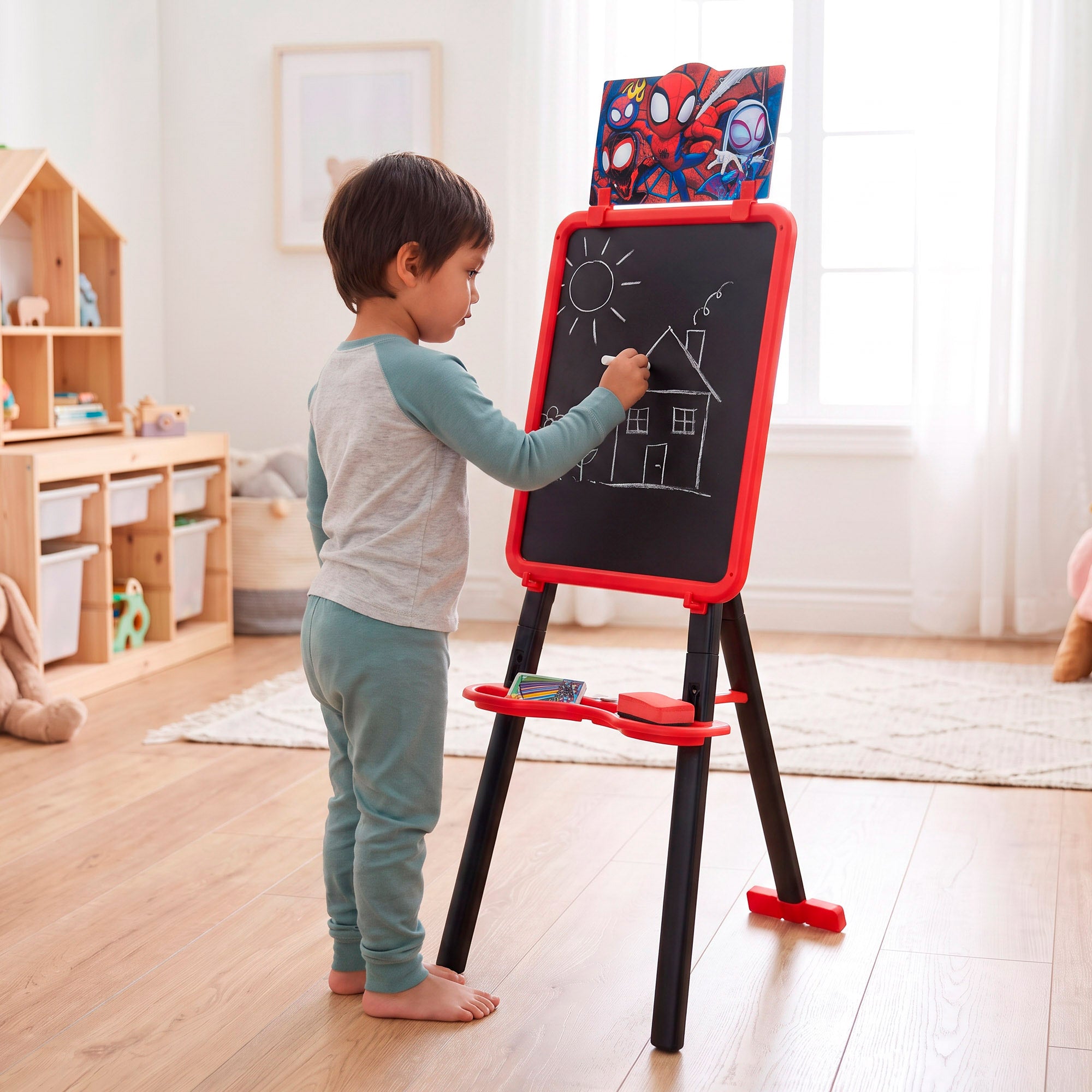 Quadro 2 em 1 dupla face Spidey com cavalete + 3 anos