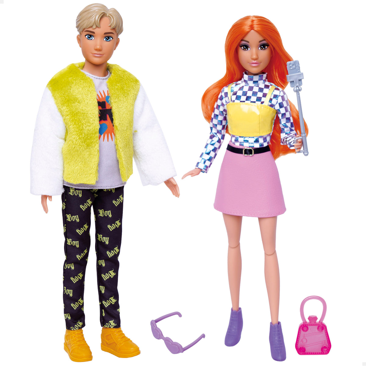 Conjunto de 2 bonecos articulados de 30 cm com acessórios Isabella & Enzo