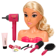 Busto de boneca com acessórios de cabeleireiro Isabella