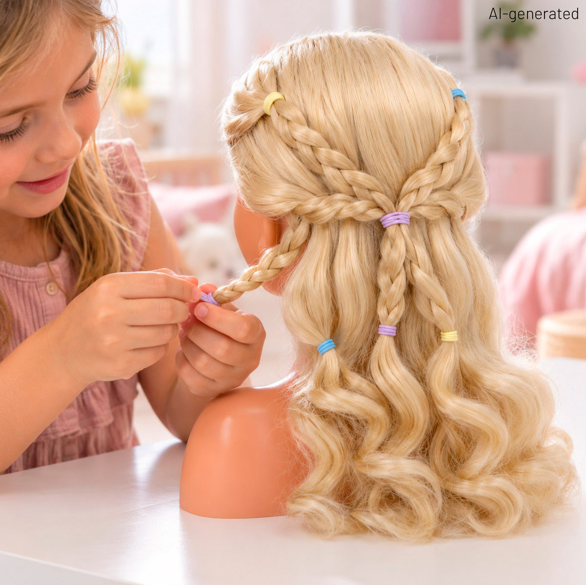 Busto de boneca com acessórios de cabeleireiro Isabella