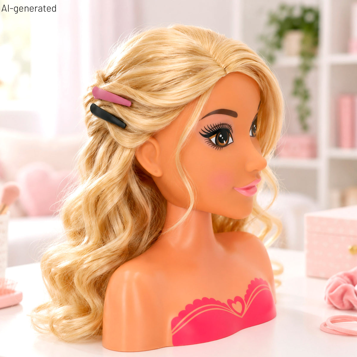 Busto de boneca com acessórios de cabeleireiro Isabella