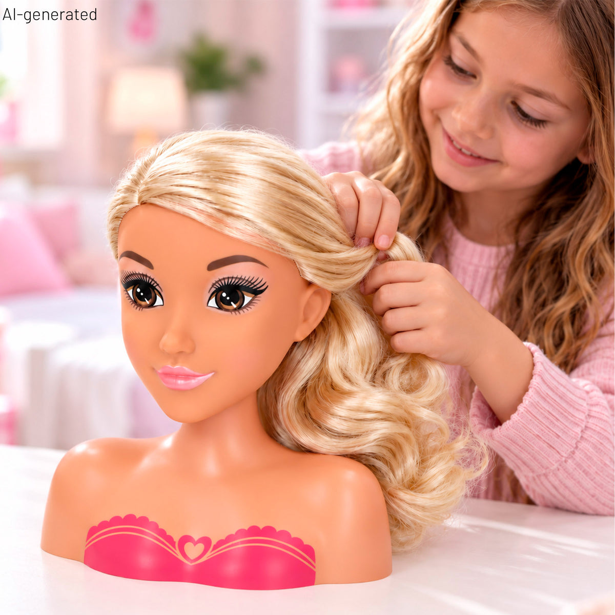 Busto de boneca com acessórios de cabeleireiro Isabella