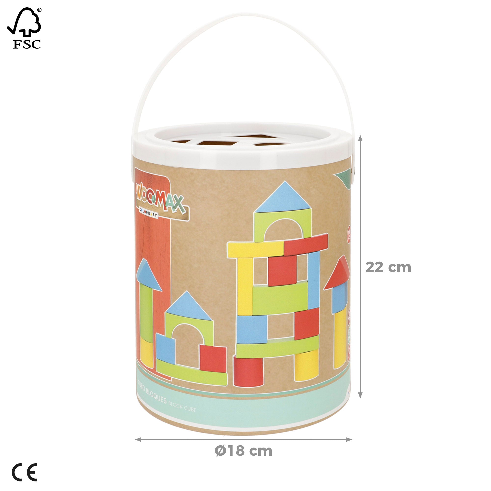 WOOMAX Cubo 100 blocos madeira +18 meses