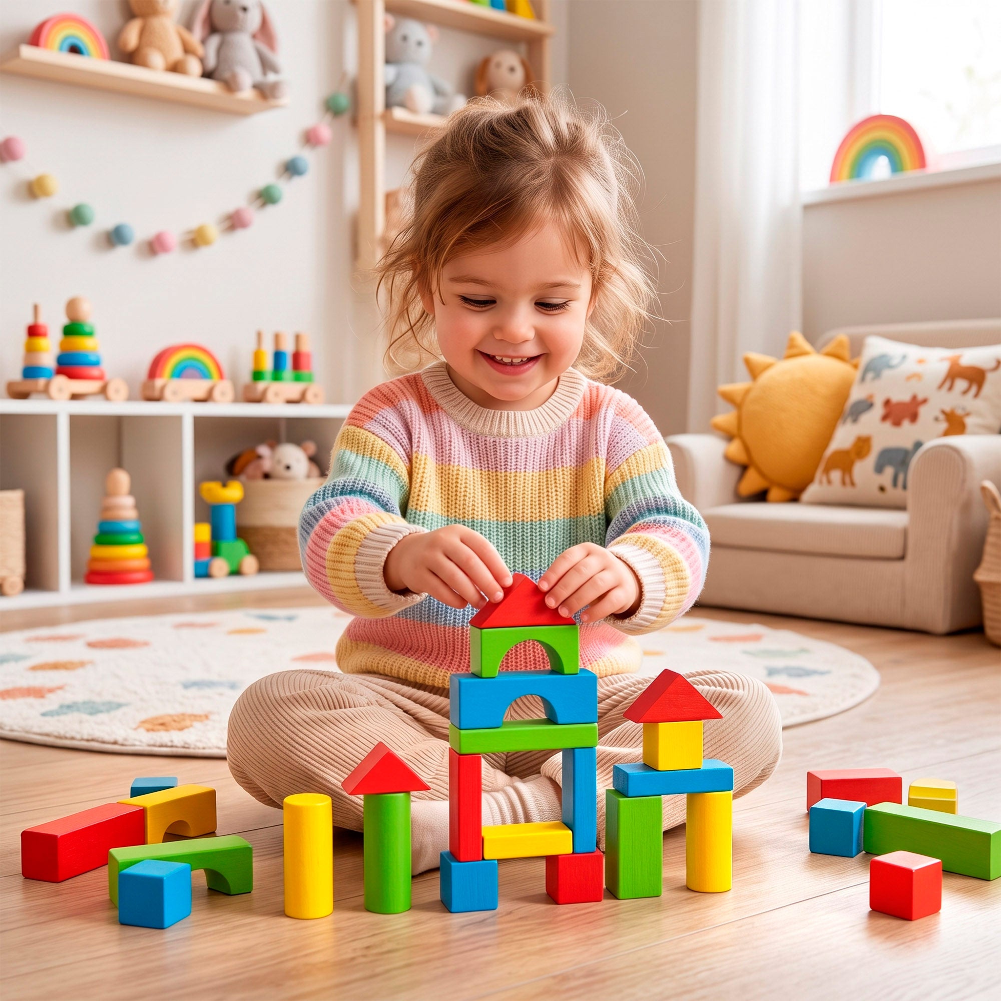 WOOMAX Cubo 100 blocos madeira +18 meses